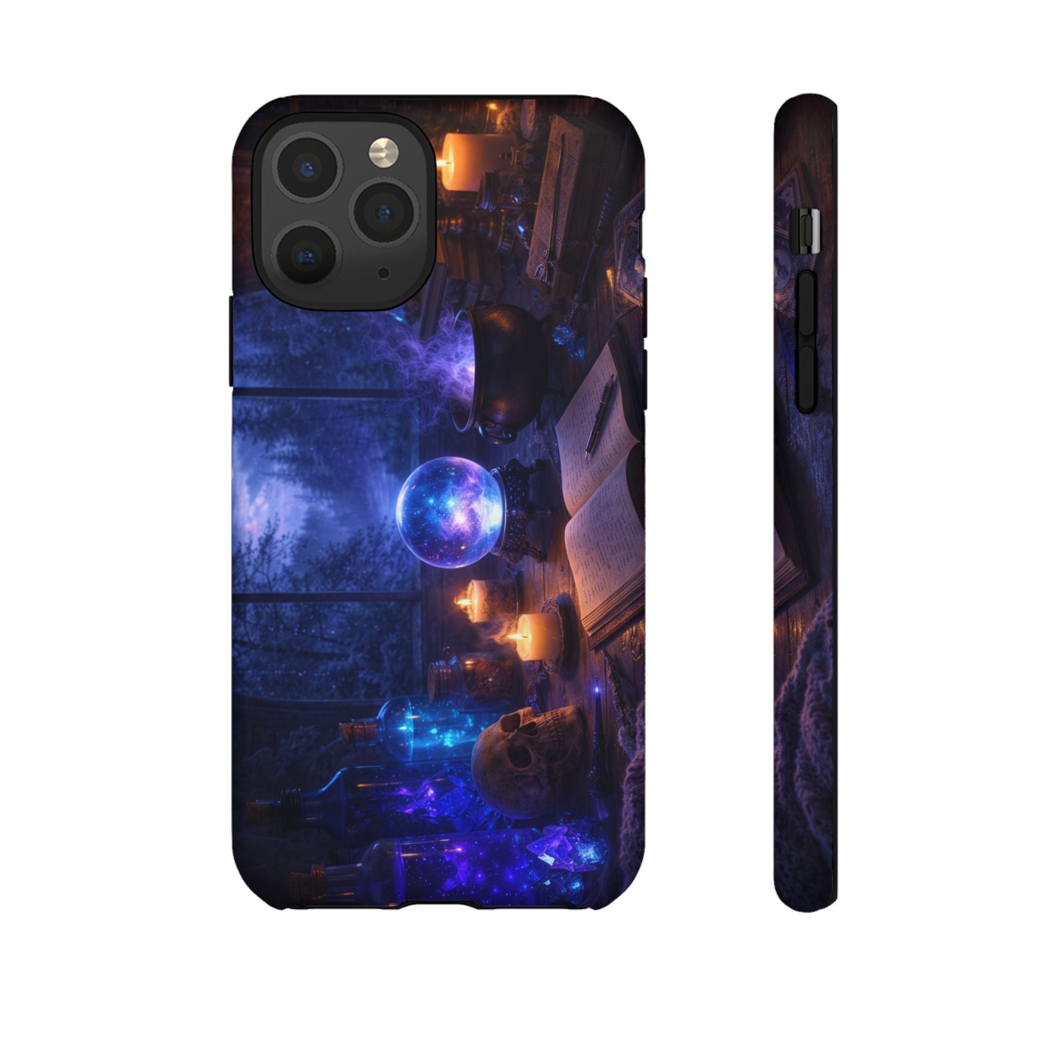 Arcane Alchemist Crystal Ball Phone Case — Midnight Candlelit Study Design