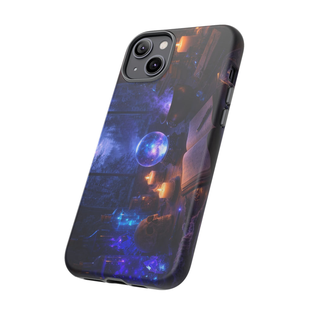Arcane Alchemist Crystal Ball Phone Case — Midnight Candlelit Study Design