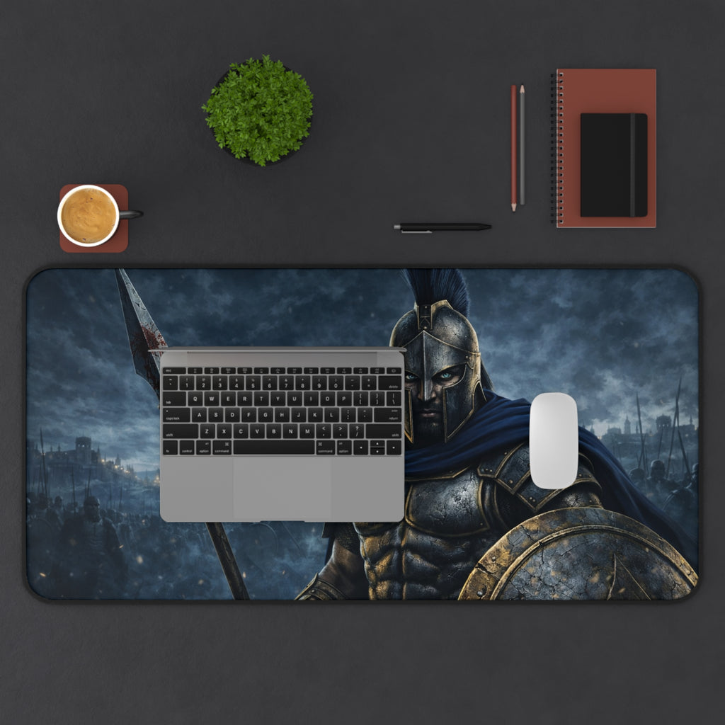 Spartan Warrior Desk Mat — Focused Workstation Mouse Pad