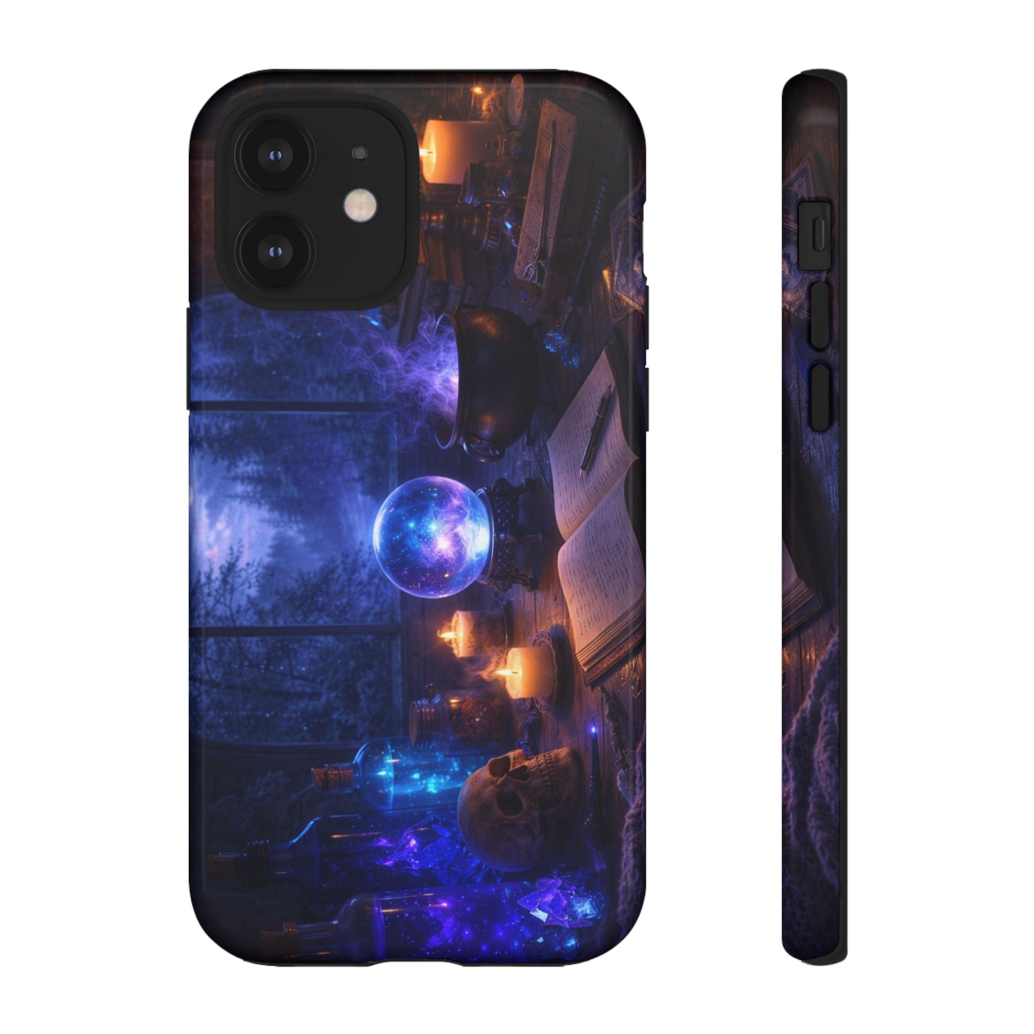 Arcane Alchemist Crystal Ball Phone Case — Midnight Candlelit Study Design