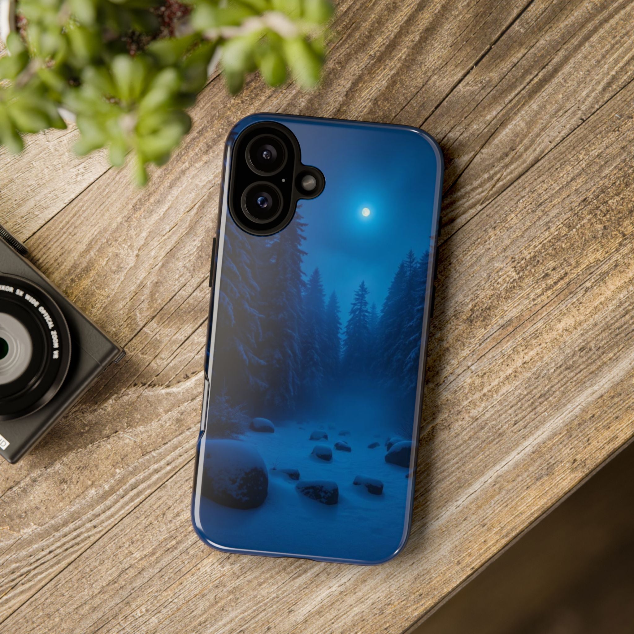 Moonlit Winter Forest Phone Case — Snowy Night Nature Phone Case