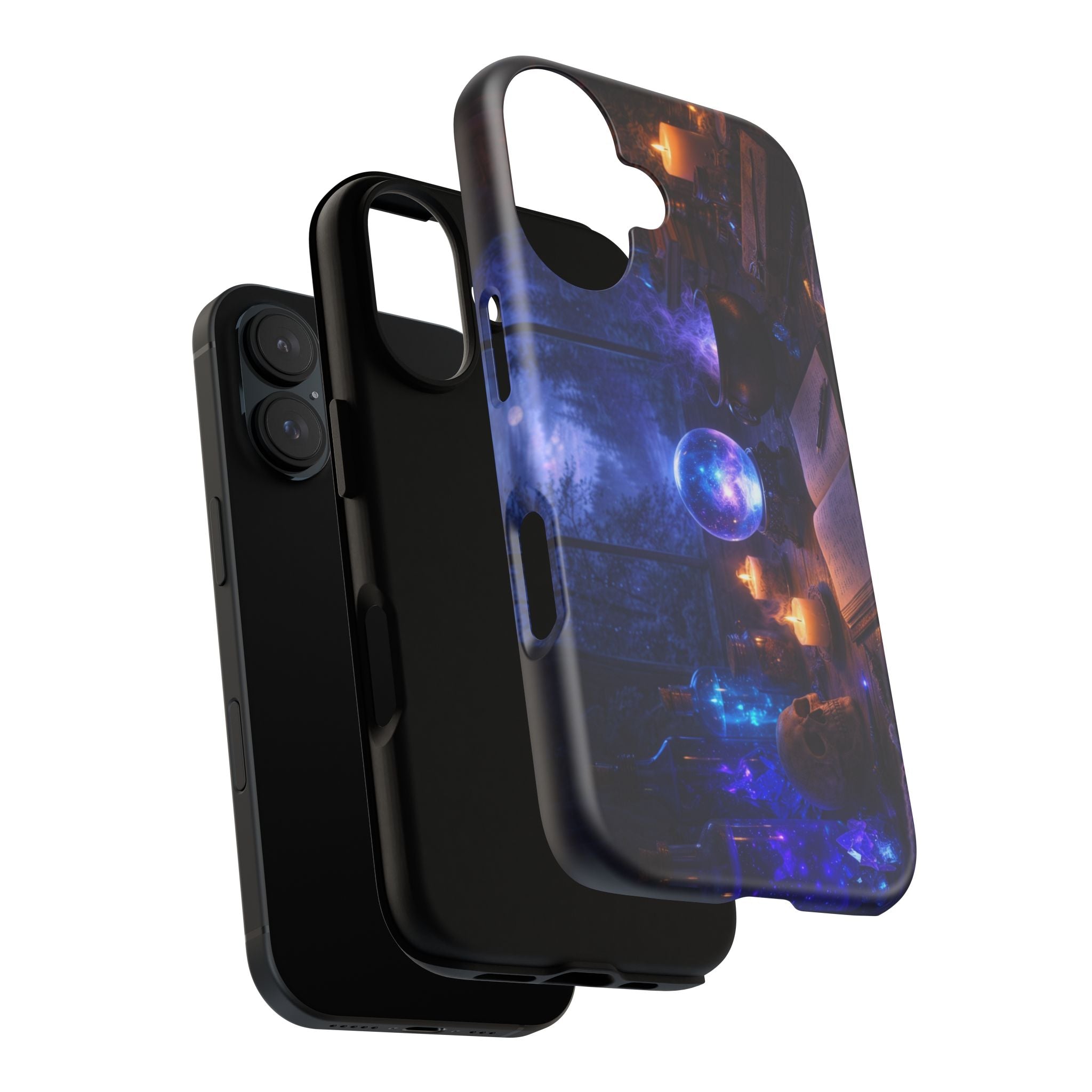 Arcane Alchemist Crystal Ball Phone Case — Midnight Candlelit Study Design