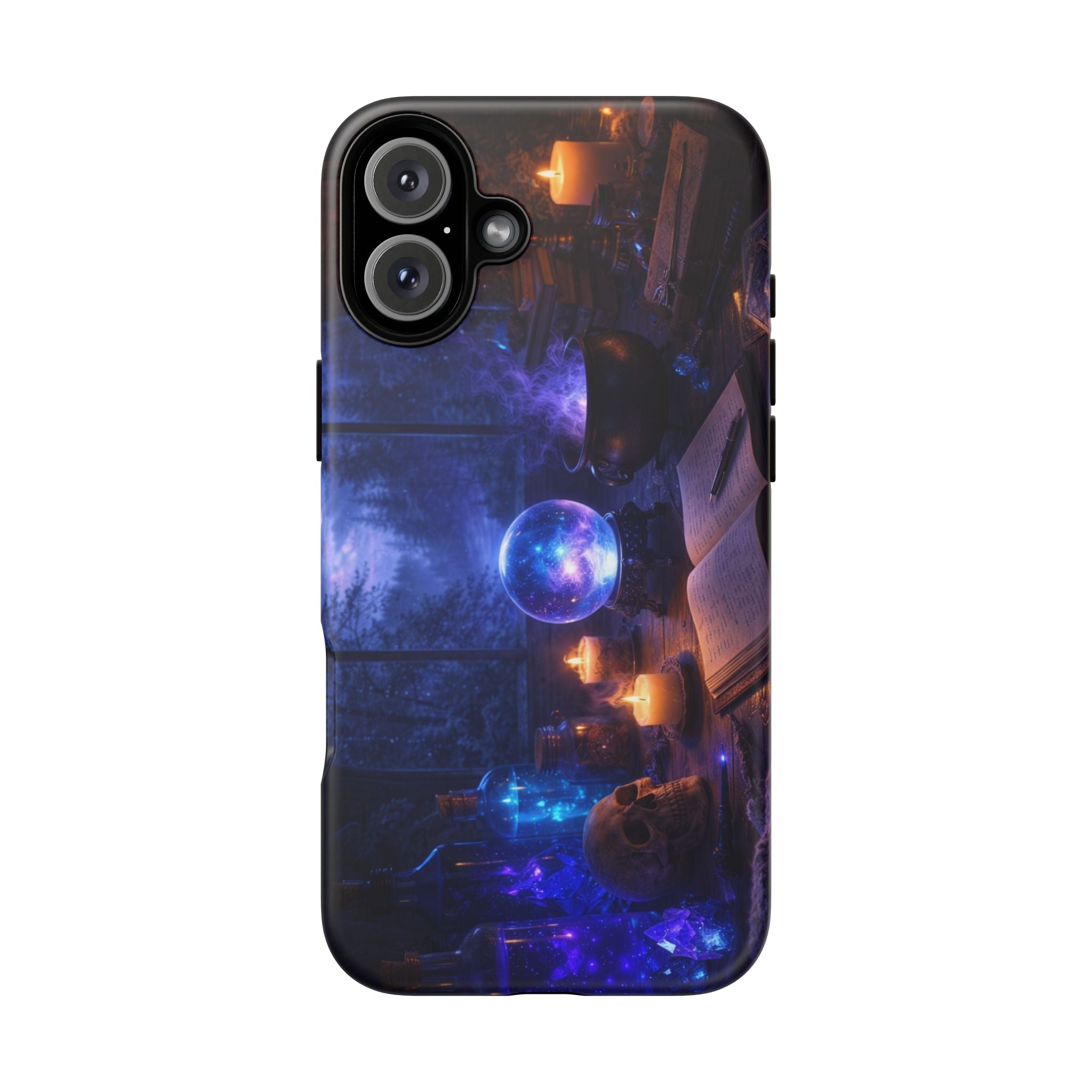 Arcane Alchemist Crystal Ball Phone Case — Midnight Candlelit Study Design
