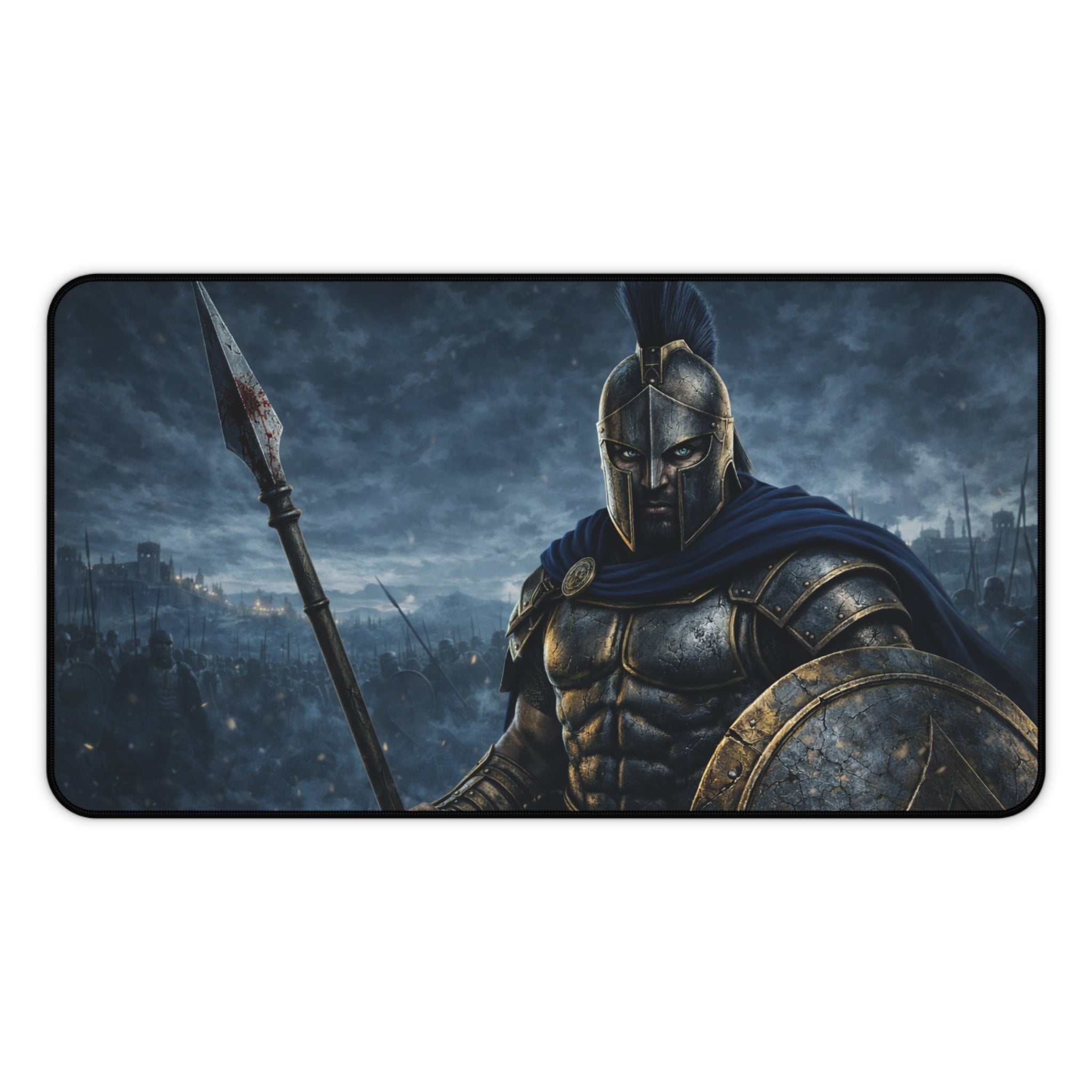 Spartan Warrior Desk Mat — Focused Workstation Mouse Pad