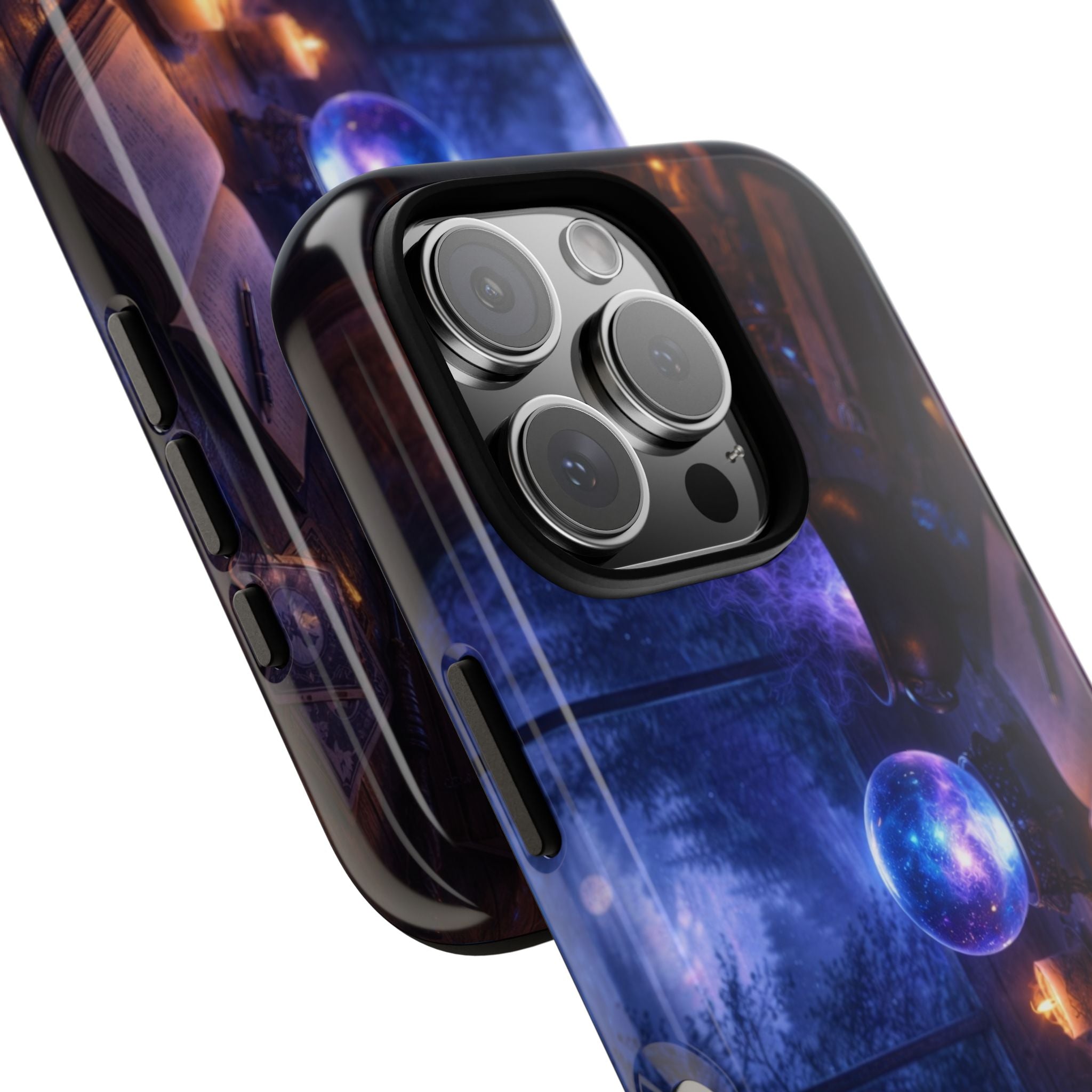 Arcane Alchemist Crystal Ball Phone Case — Midnight Candlelit Study Design