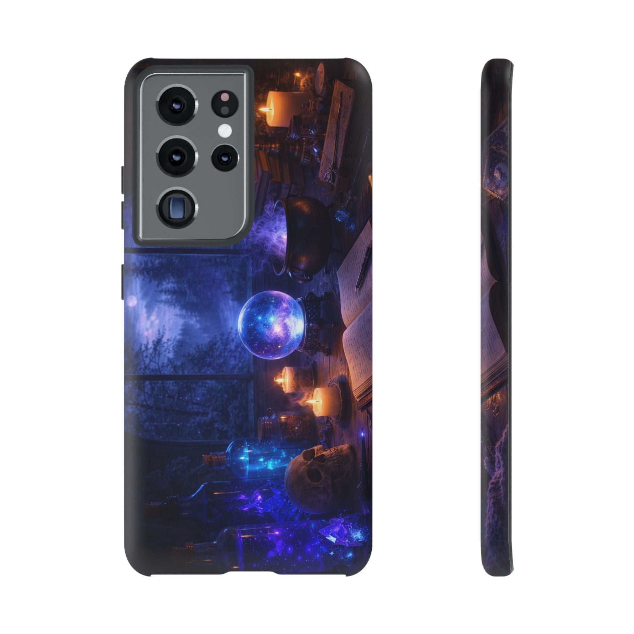 Arcane Alchemist Crystal Ball Phone Case — Midnight Candlelit Study Design