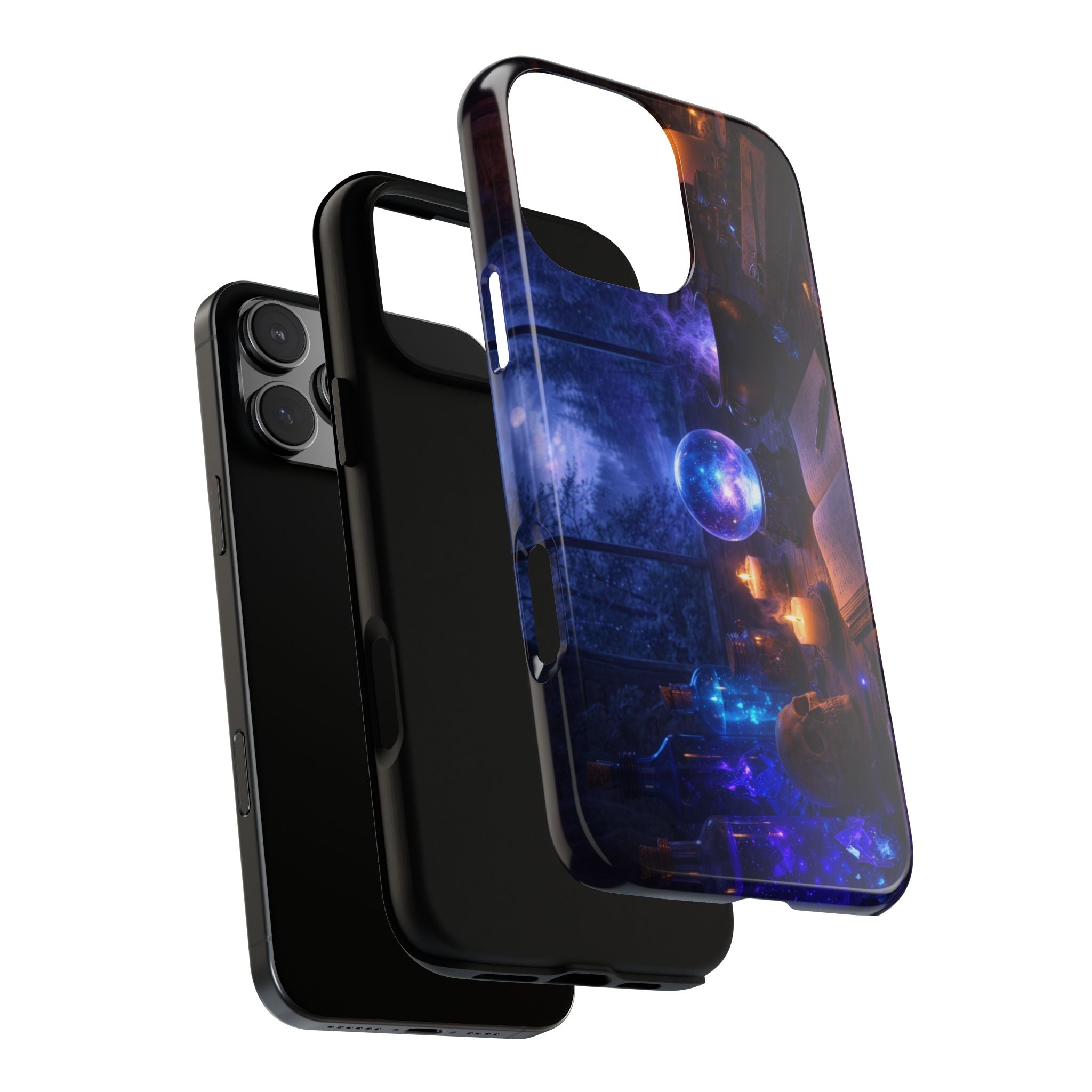 Arcane Alchemist Crystal Ball Phone Case — Midnight Candlelit Study Design