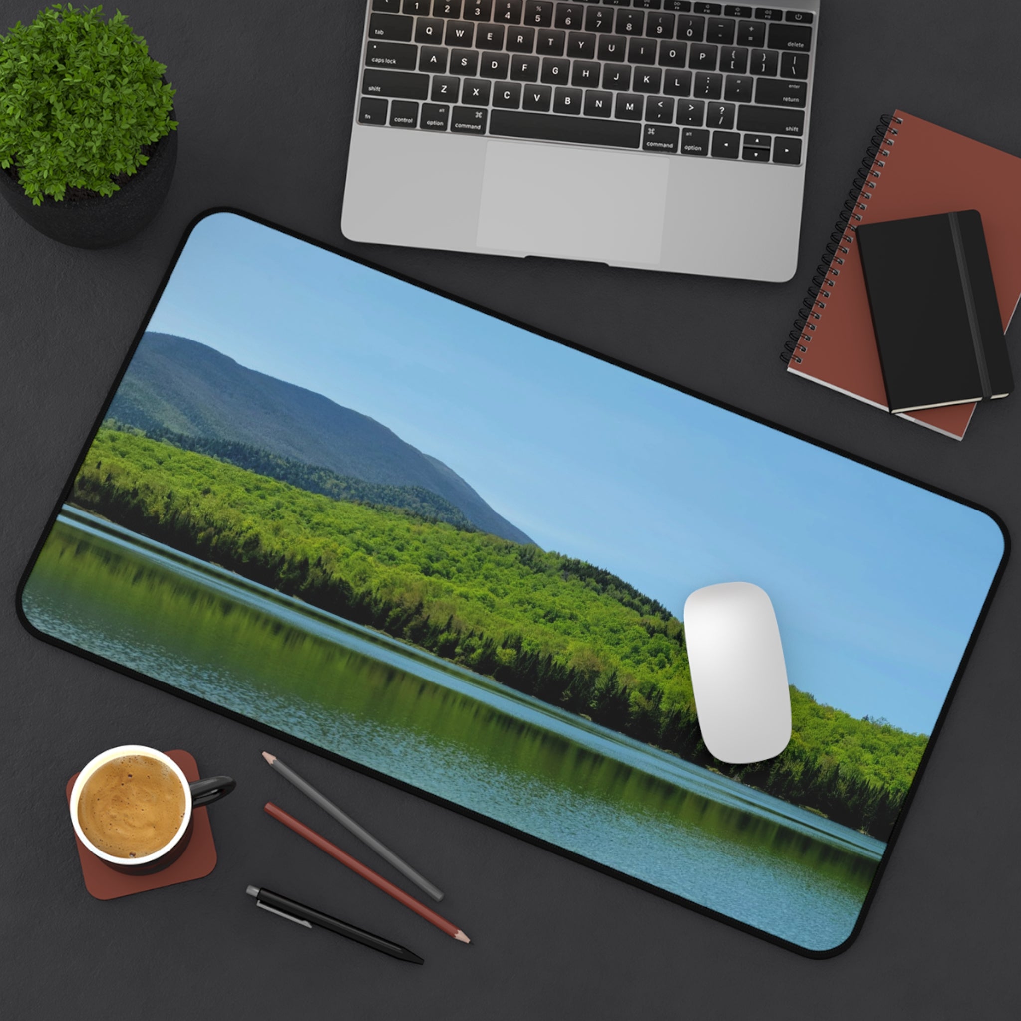 Adirondack Ampersand Mountain Desk Mat — Serene Lake & Pine Landscape