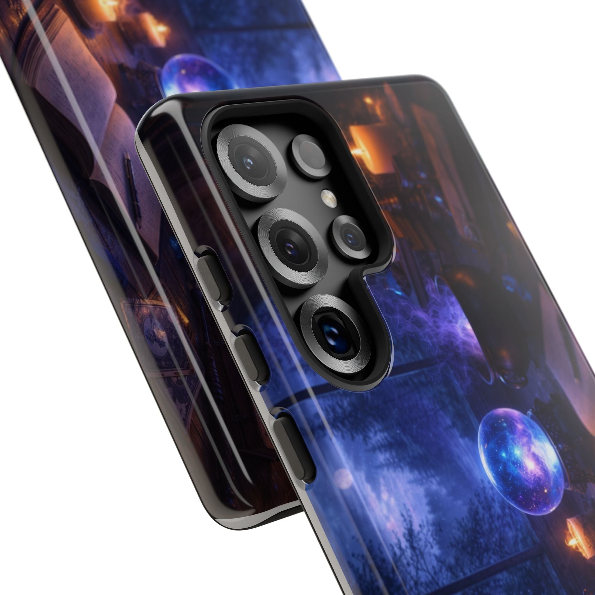 Arcane Alchemist Crystal Ball Phone Case — Midnight Candlelit Study Design
