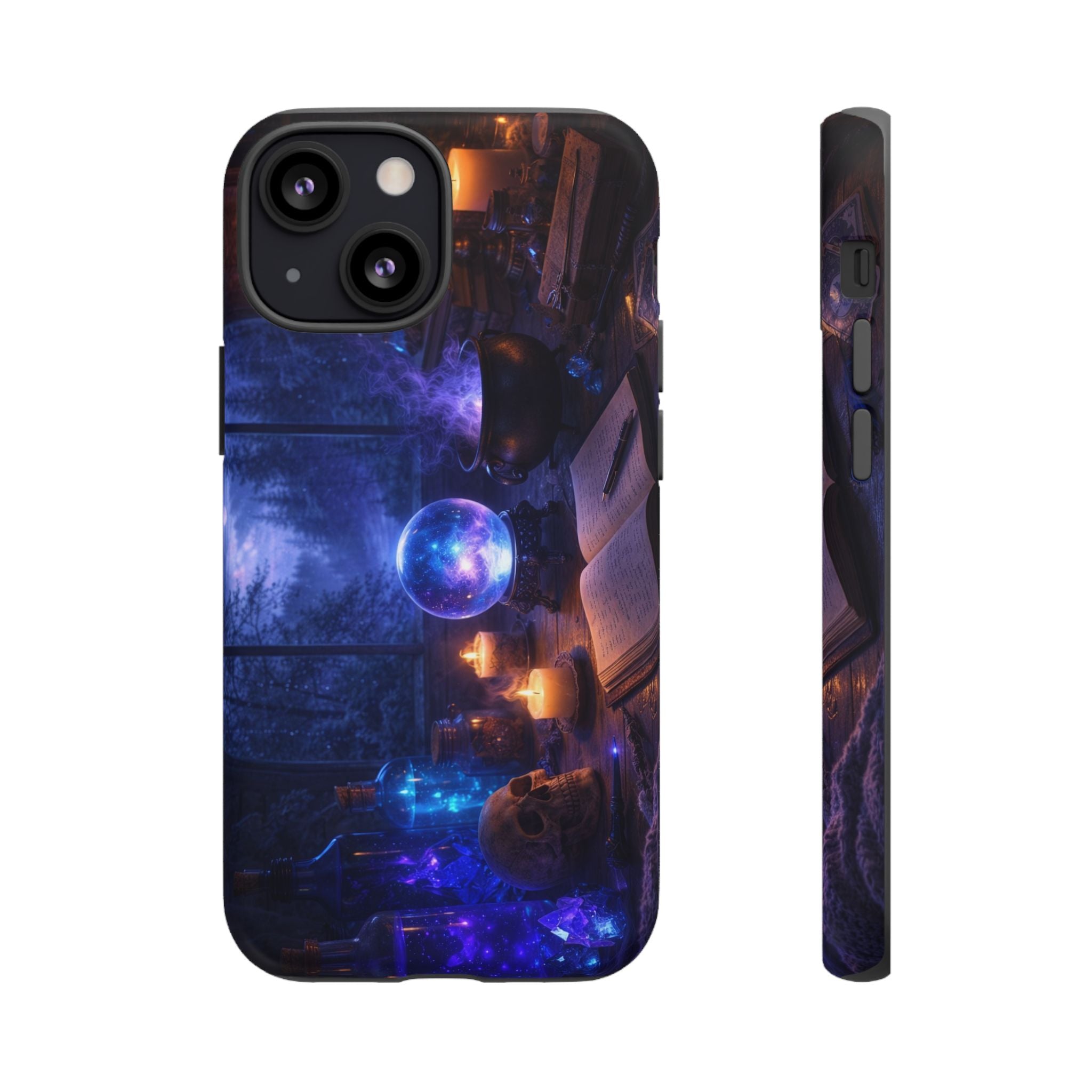 Arcane Alchemist Crystal Ball Phone Case — Midnight Candlelit Study Design