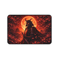 Samurai Crimson Moon Desk Mat — Cherry Blossom Silhouette Mousepad