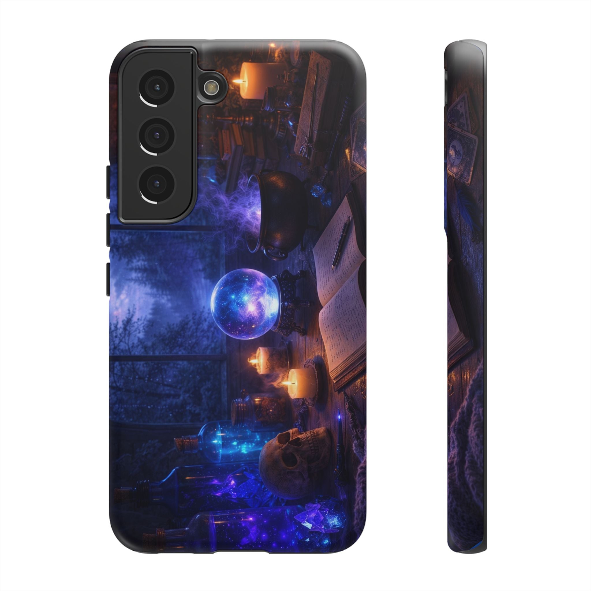 Arcane Alchemist Crystal Ball Phone Case — Midnight Candlelit Study Design