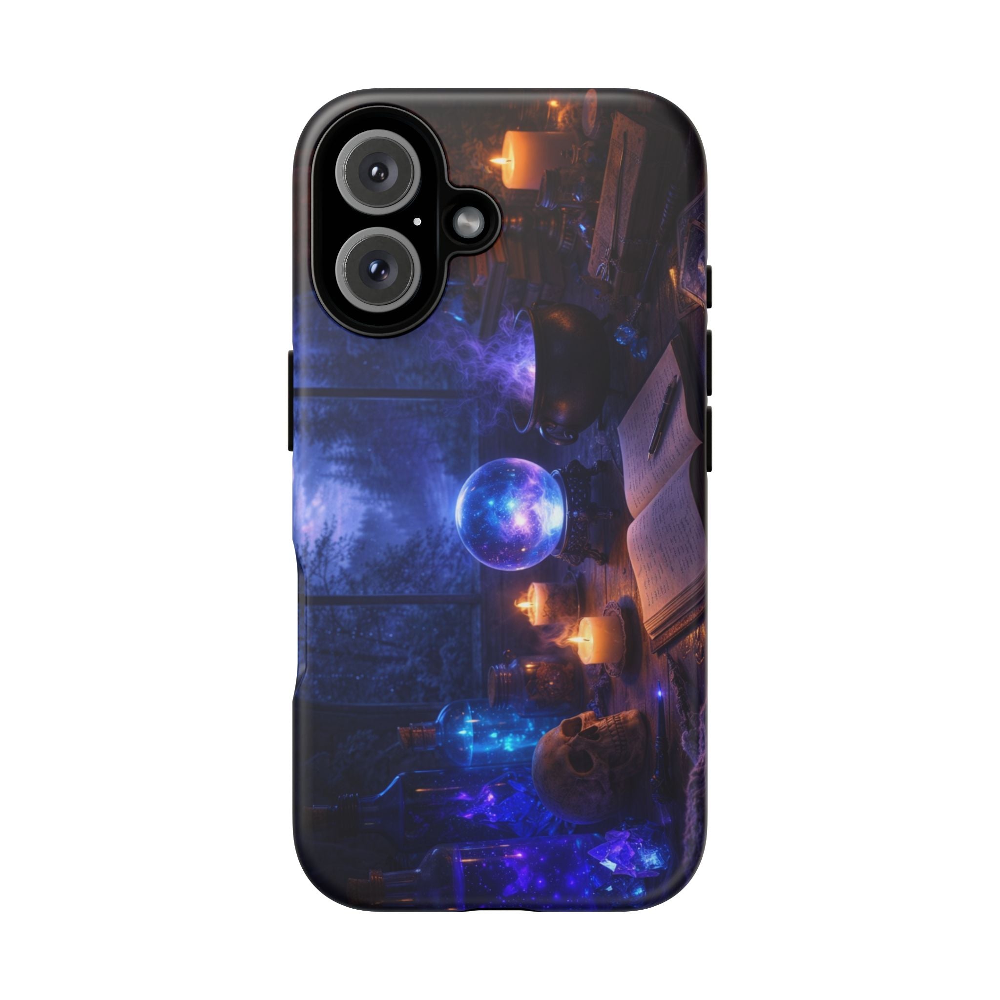 Arcane Alchemist Crystal Ball Phone Case — Midnight Candlelit Study Design