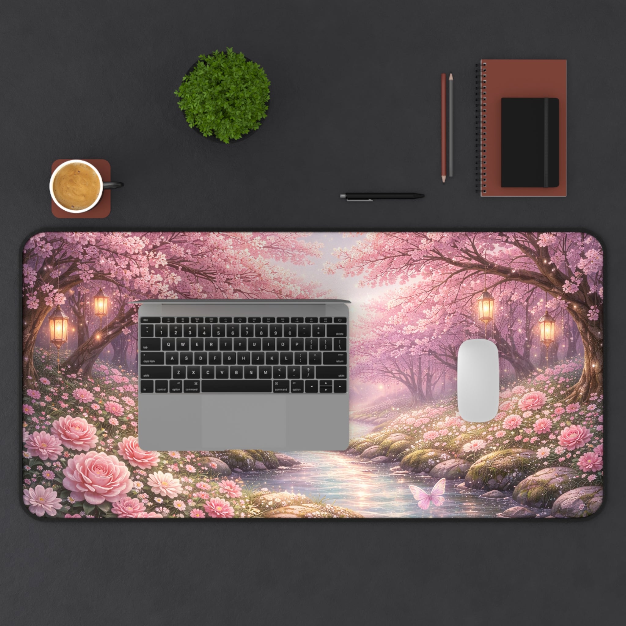 Cherry Blossom Desk Mat – Aesthetic Floral Mouse Pad, Pink Nature Desk Pad for Gaming & Office Setup