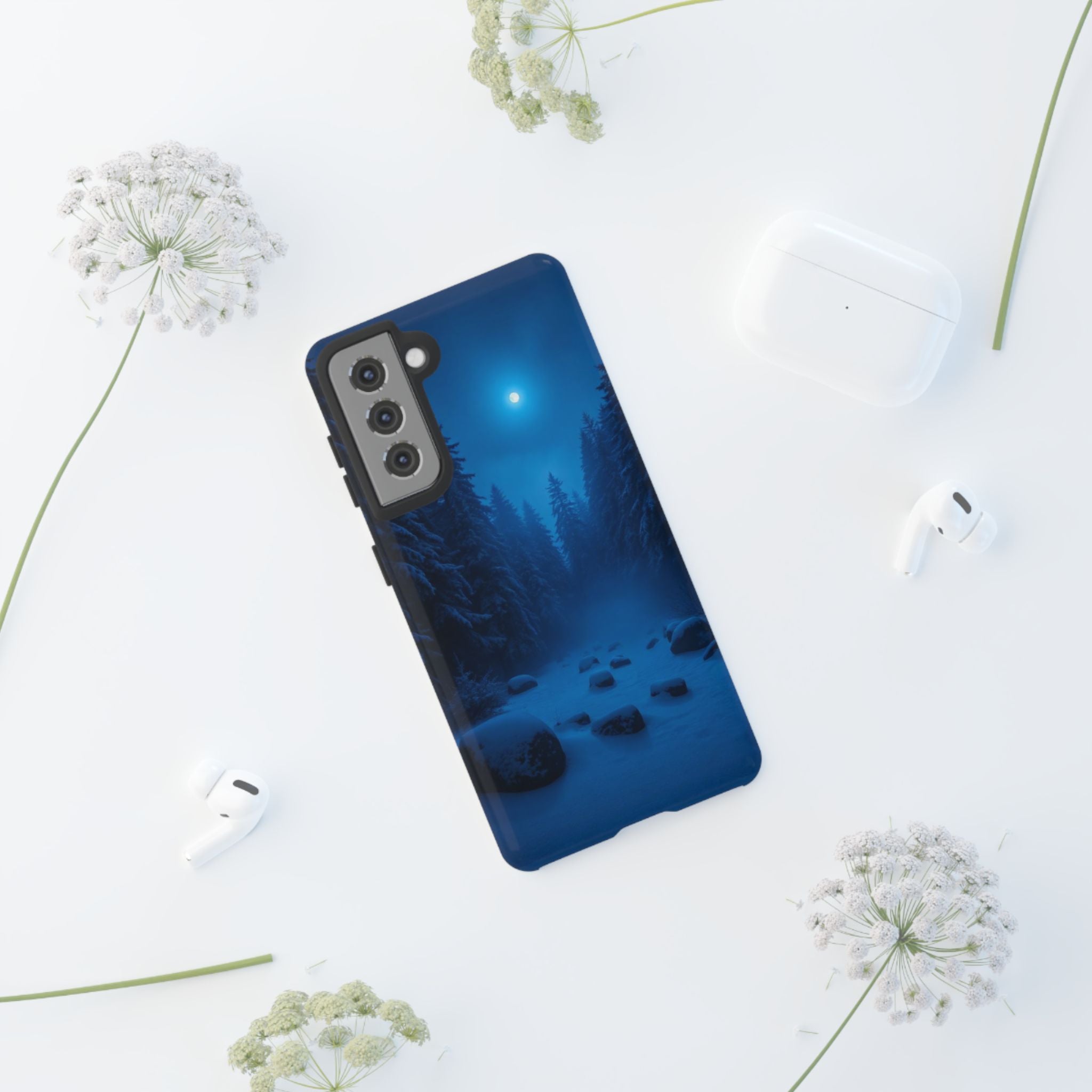 Moonlit Winter Forest Phone Case — Snowy Night Nature Phone Case