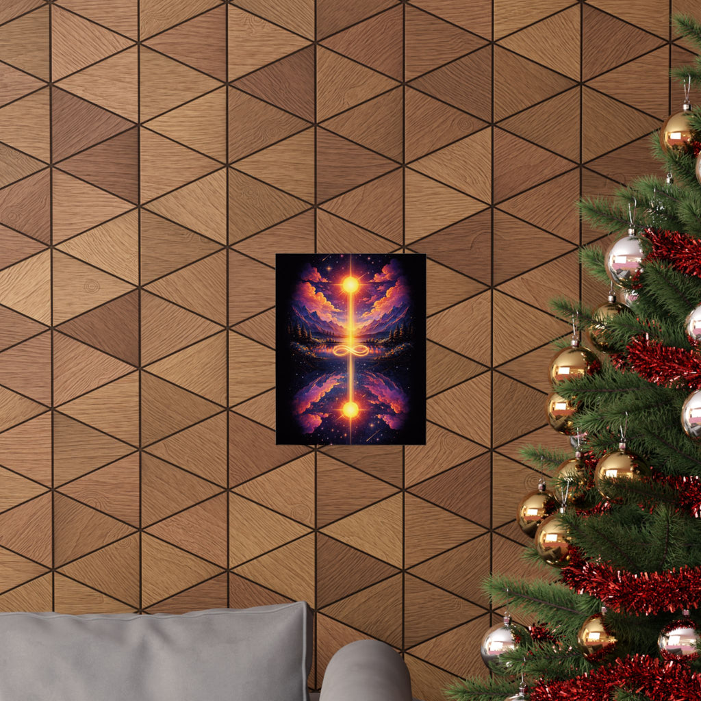 Infinity Light Cosmic Poster — Spiritual Sun & Galaxy Wall Art