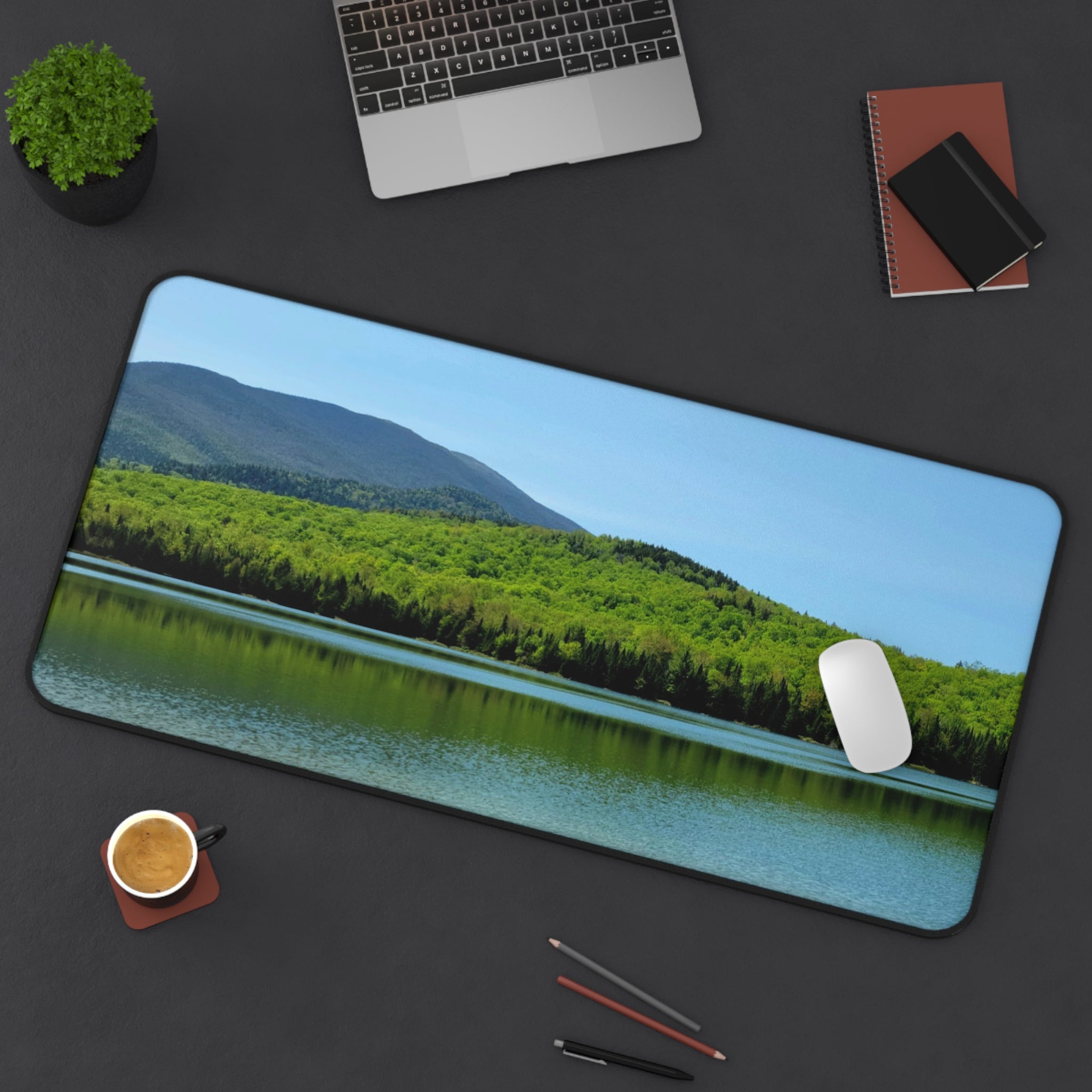 Adirondack Ampersand Mountain Desk Mat — Serene Lake & Pine Landscape