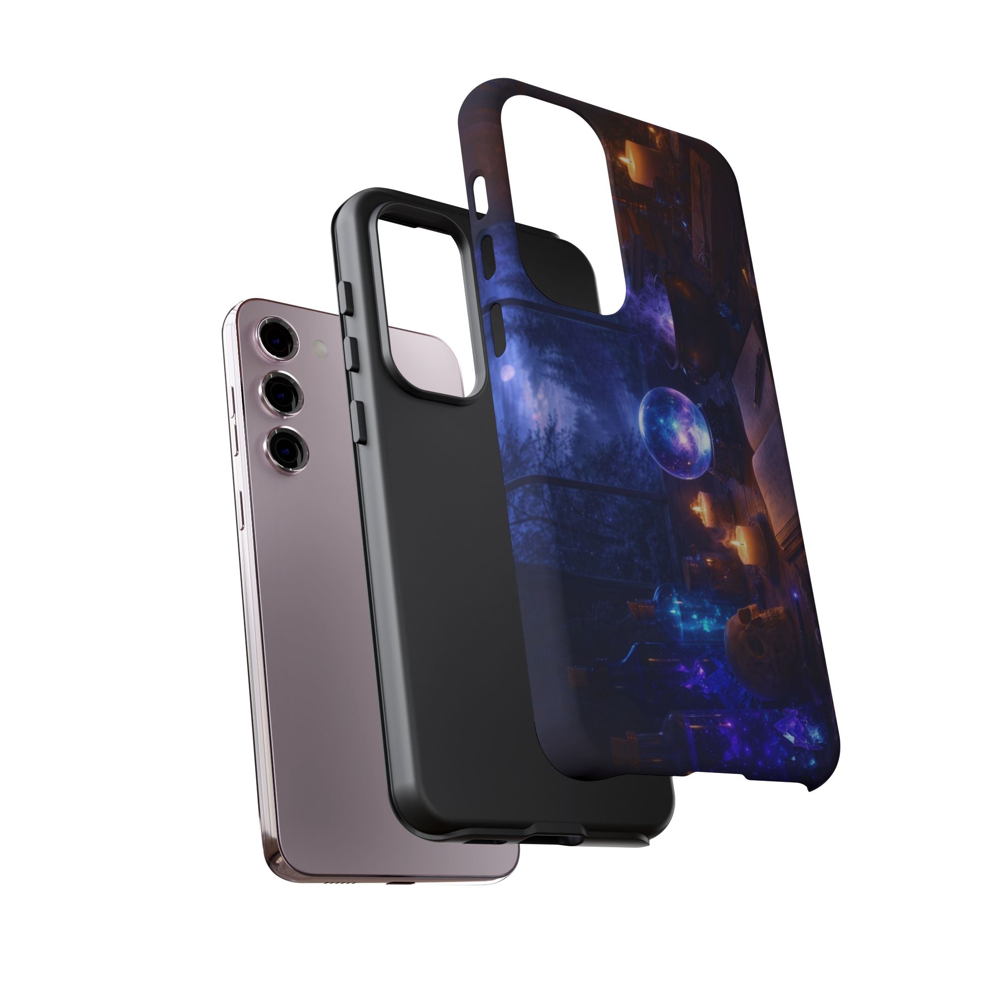 Arcane Alchemist Crystal Ball Phone Case — Midnight Candlelit Study Design