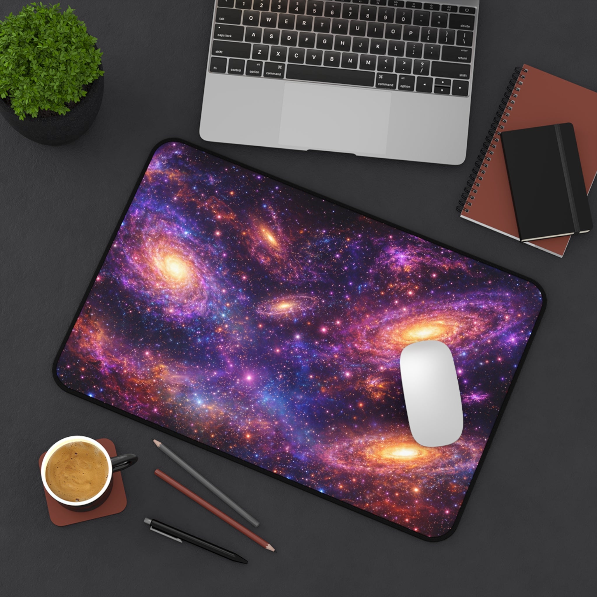 Galaxy Spiral Desk Mat — Colorful Space Setup Mouse Pad