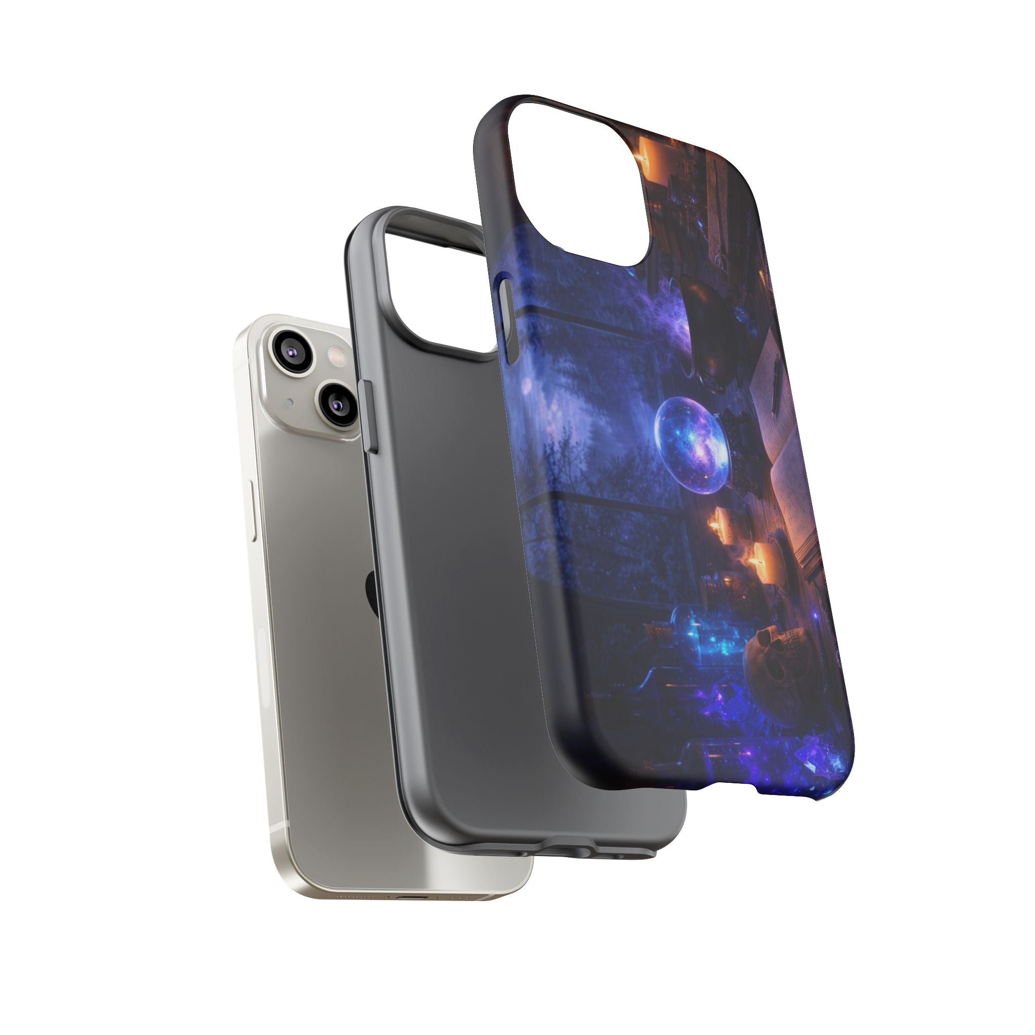 Arcane Alchemist Crystal Ball Phone Case — Midnight Candlelit Study Design