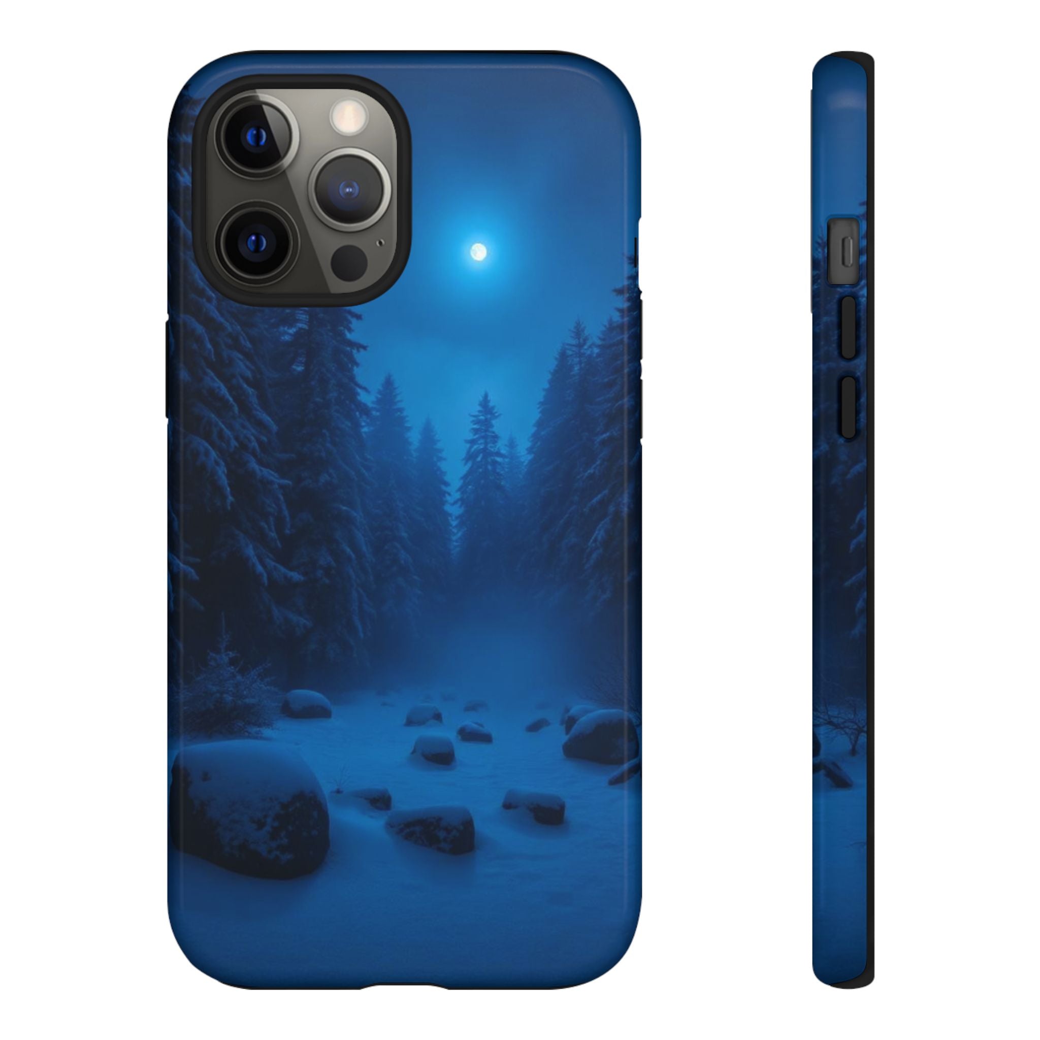 Moonlit Winter Forest Phone Case — Snowy Night Nature Phone Case