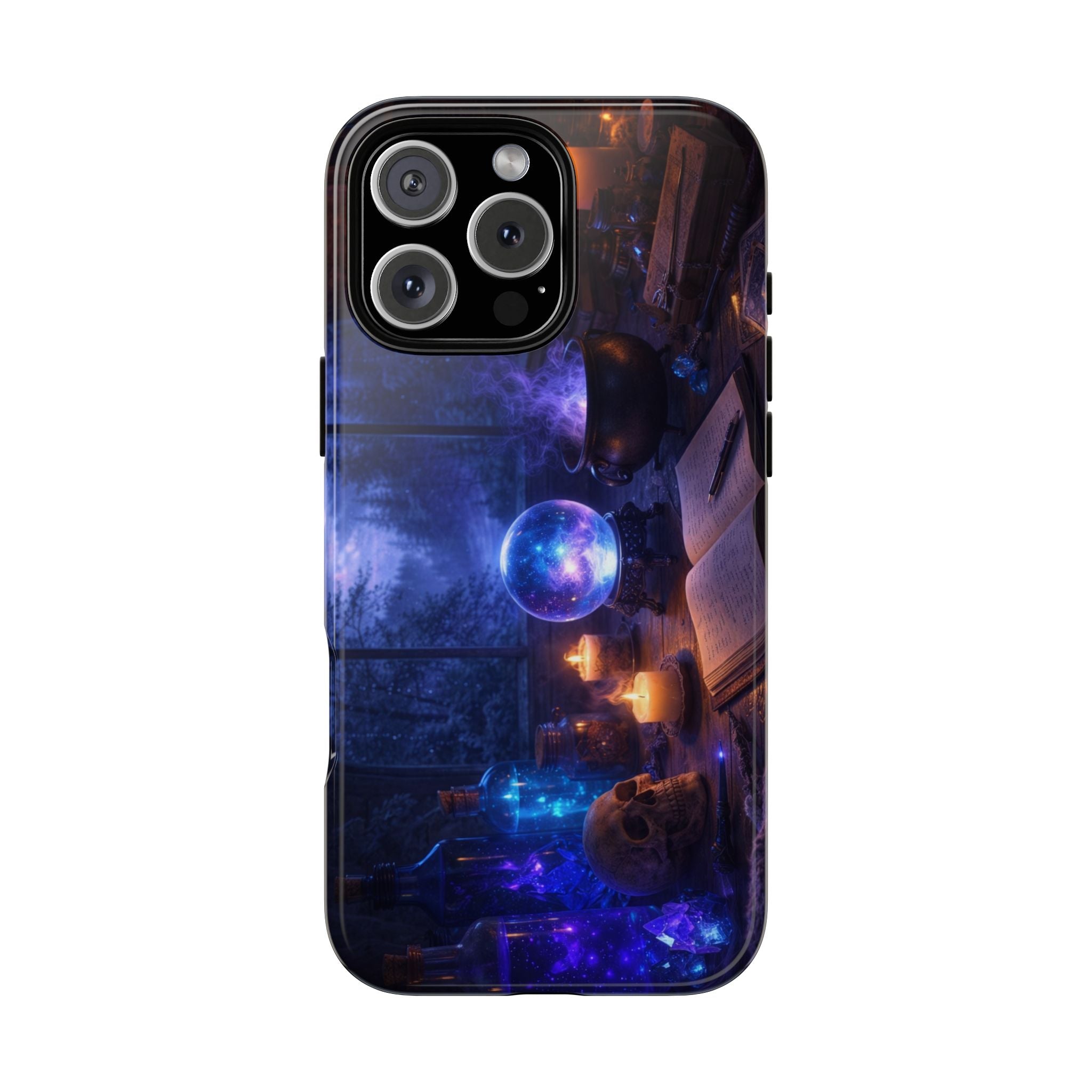 Arcane Alchemist Crystal Ball Phone Case — Midnight Candlelit Study Design