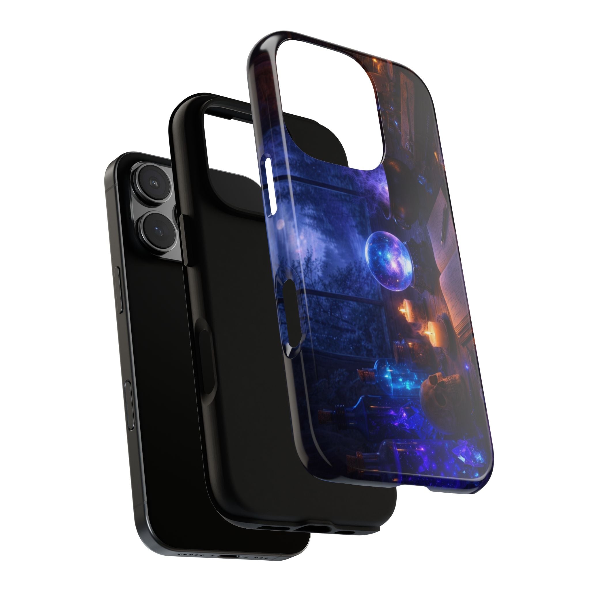 Arcane Alchemist Crystal Ball Phone Case — Midnight Candlelit Study Design
