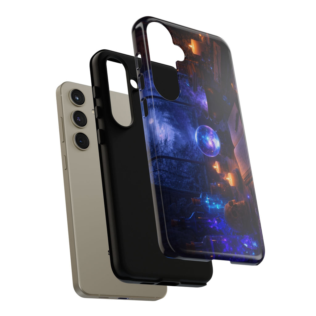 Arcane Alchemist Crystal Ball Phone Case — Midnight Candlelit Study Design
