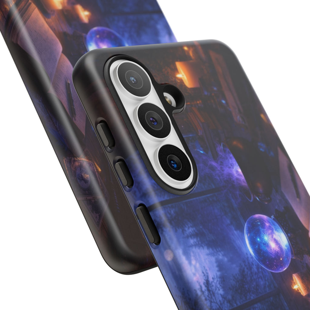 Arcane Alchemist Crystal Ball Phone Case — Midnight Candlelit Study Design
