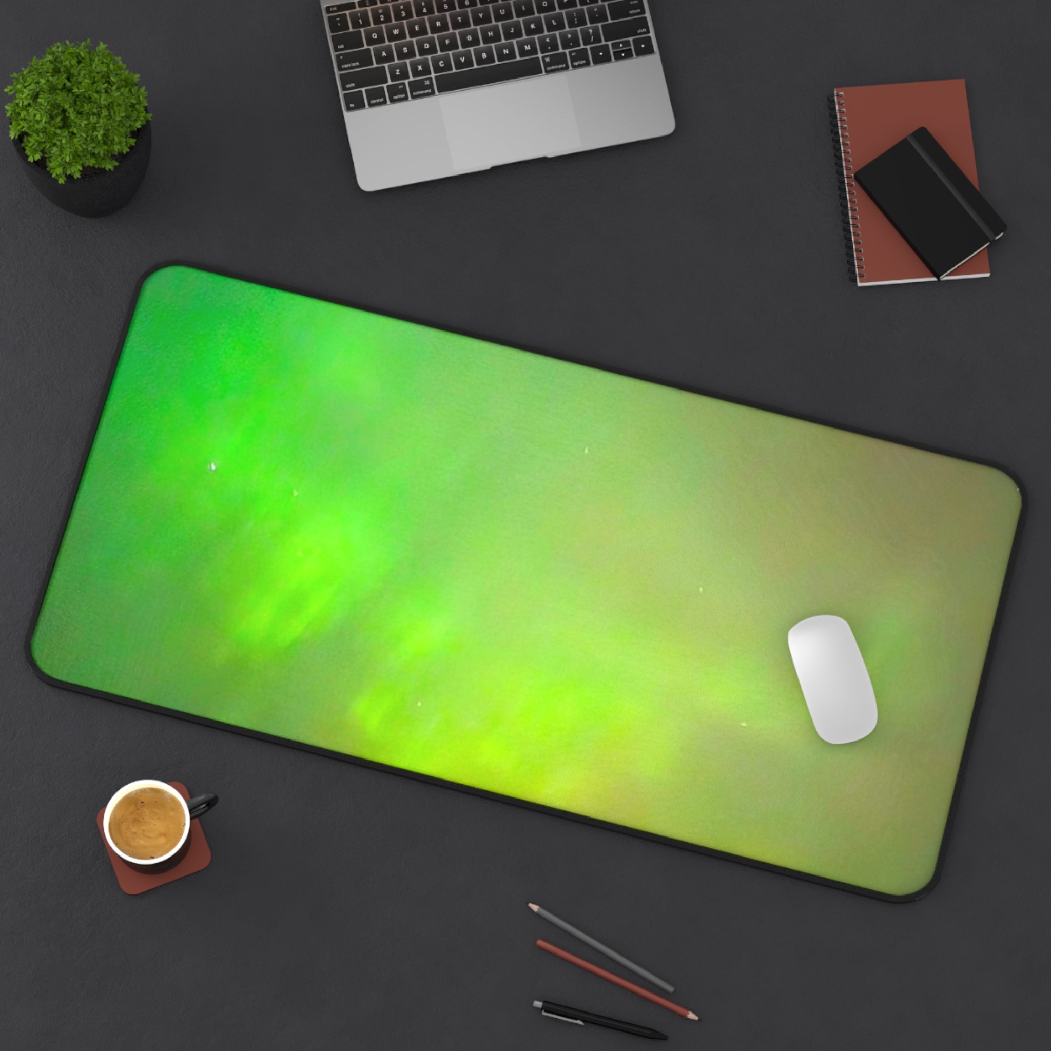 Aurora Green Desk Mat — Northern Lights Gaming & Office Mouse Pad