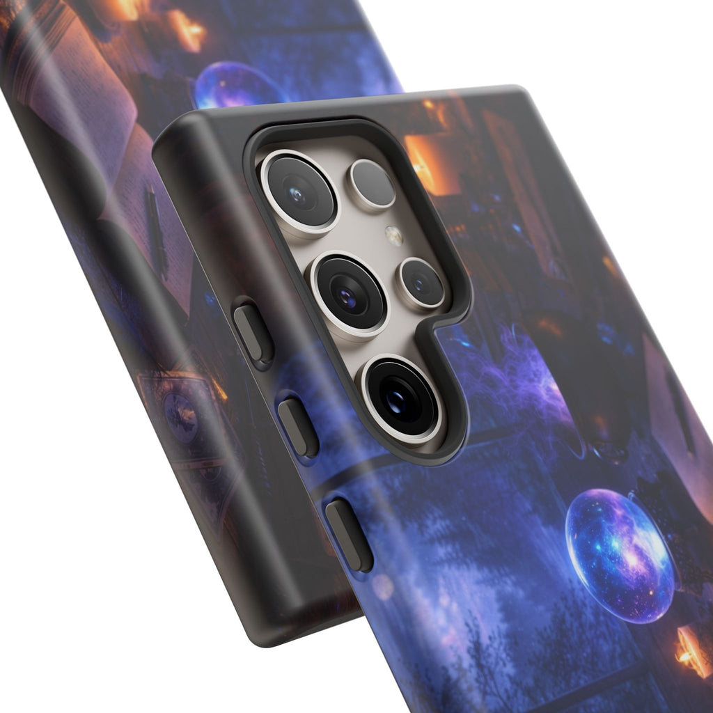 Arcane Alchemist Crystal Ball Phone Case — Midnight Candlelit Study Design
