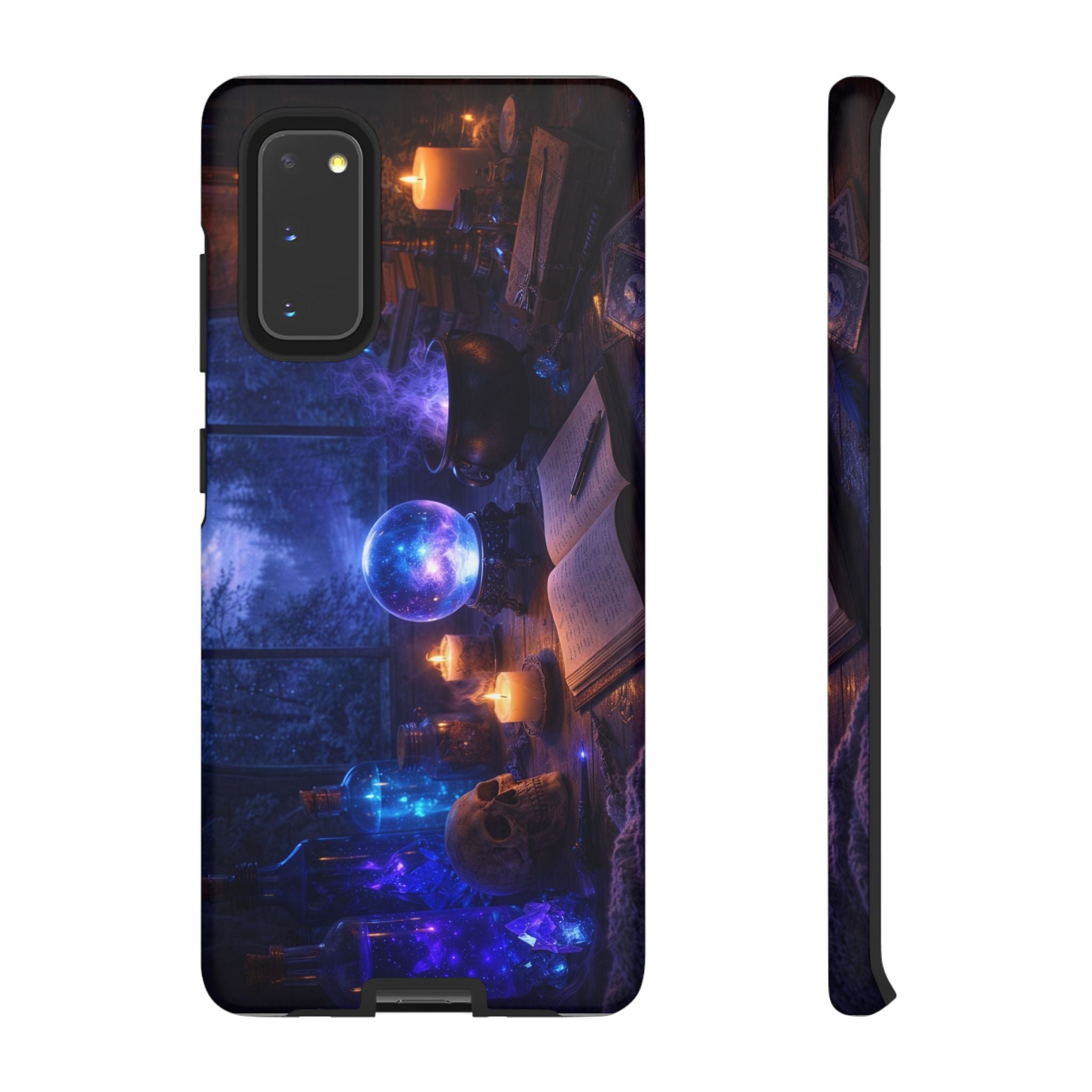 Arcane Alchemist Crystal Ball Phone Case — Midnight Candlelit Study Design
