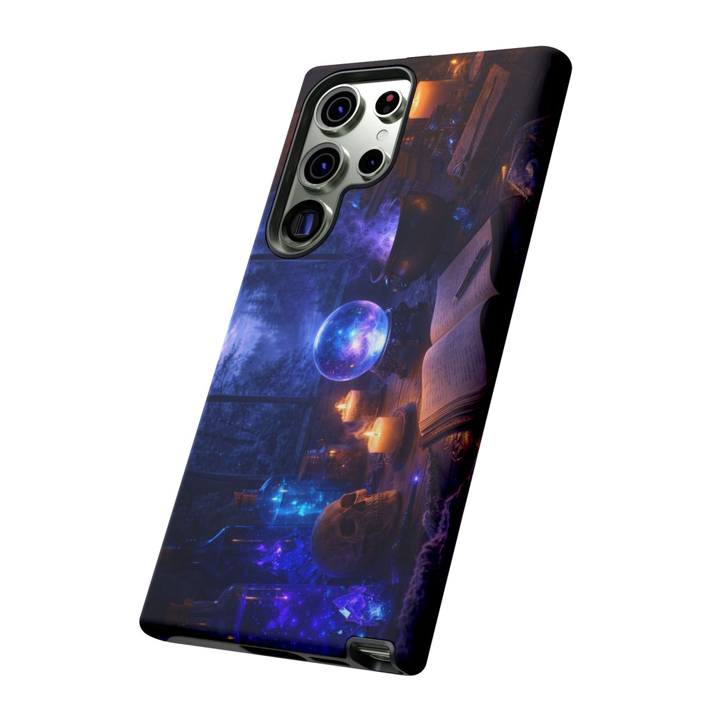 Arcane Alchemist Crystal Ball Phone Case — Midnight Candlelit Study Design