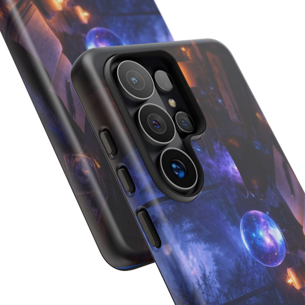 Arcane Alchemist Crystal Ball Phone Case — Midnight Candlelit Study Design