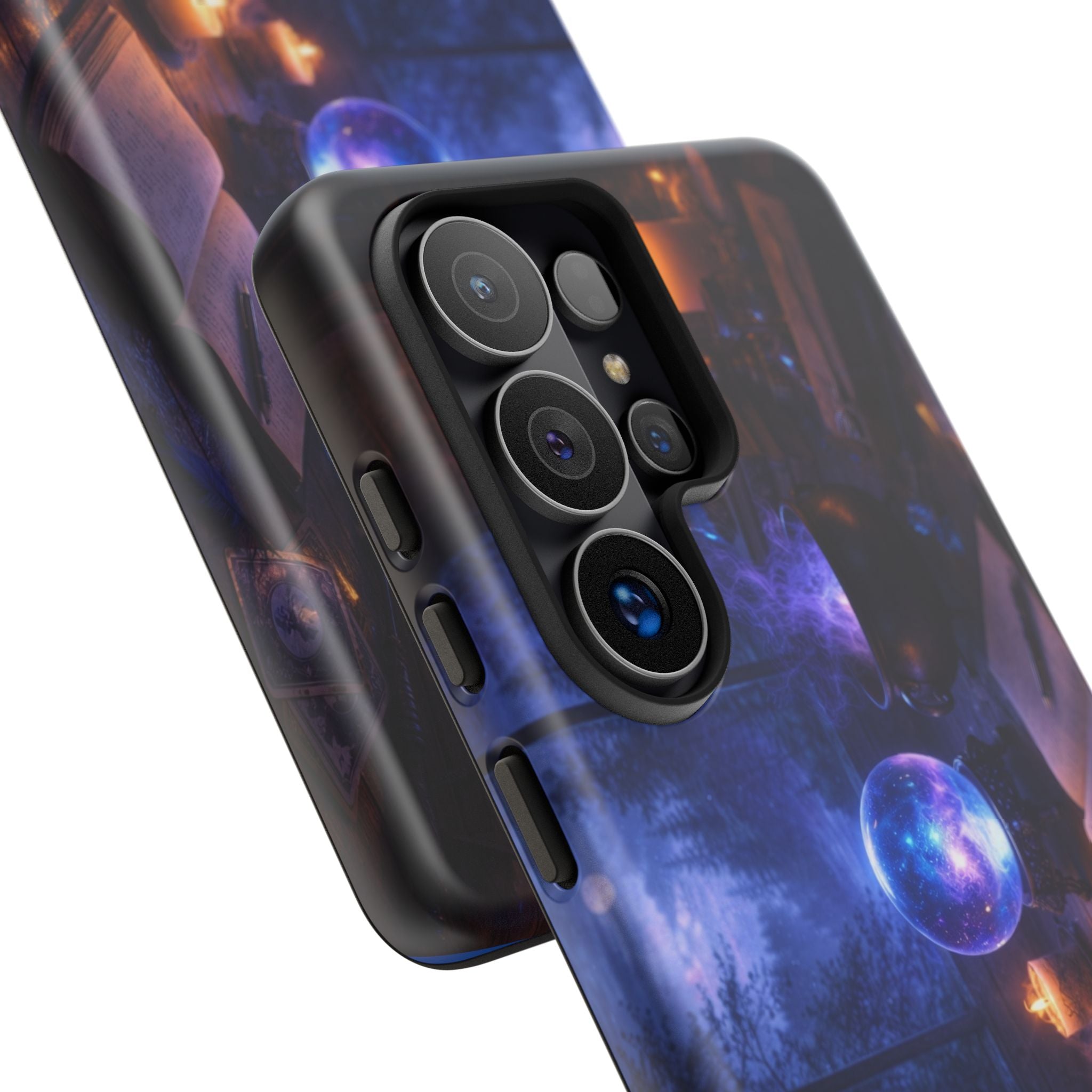 Arcane Alchemist Crystal Ball Phone Case — Midnight Candlelit Study Design
