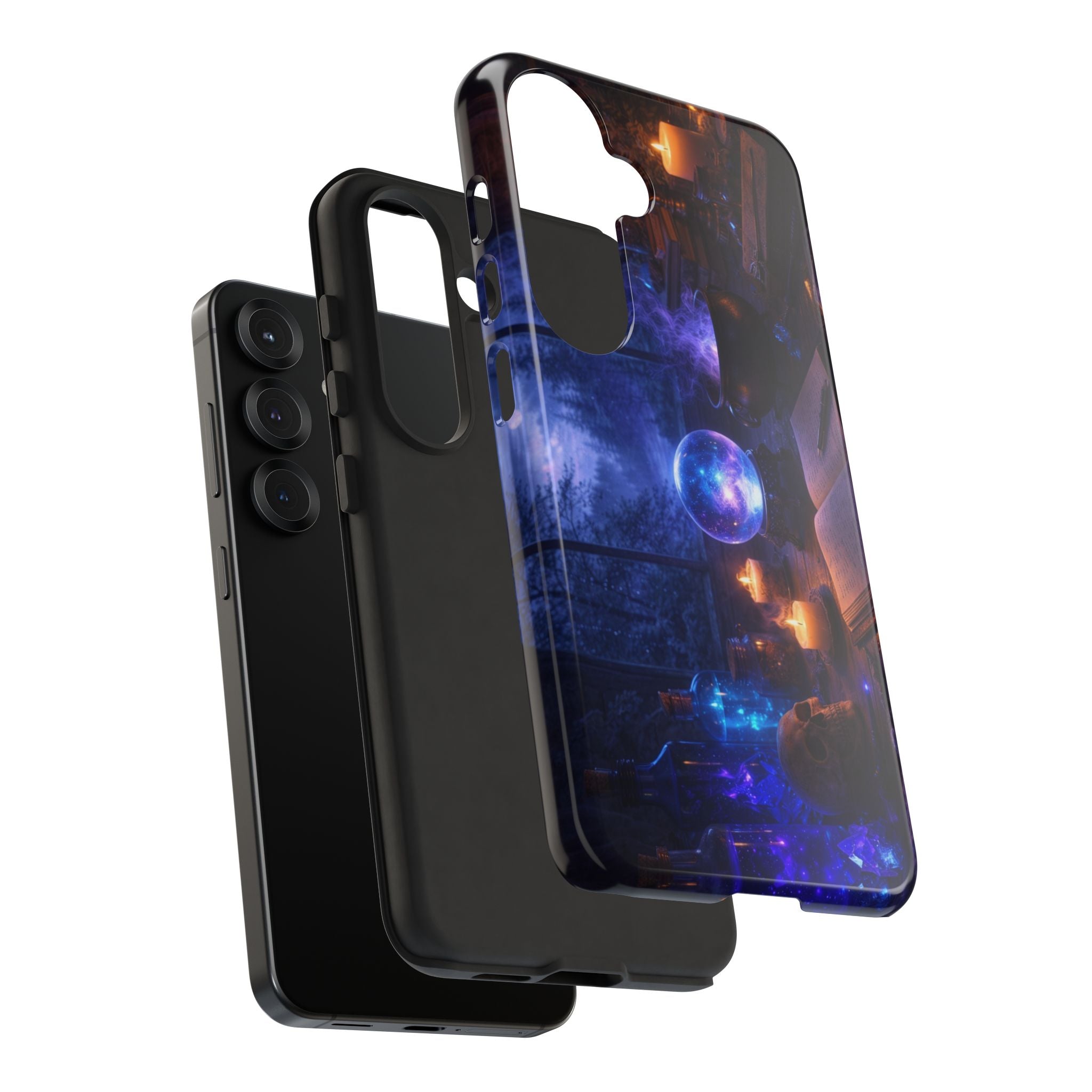 Arcane Alchemist Crystal Ball Phone Case — Midnight Candlelit Study Design