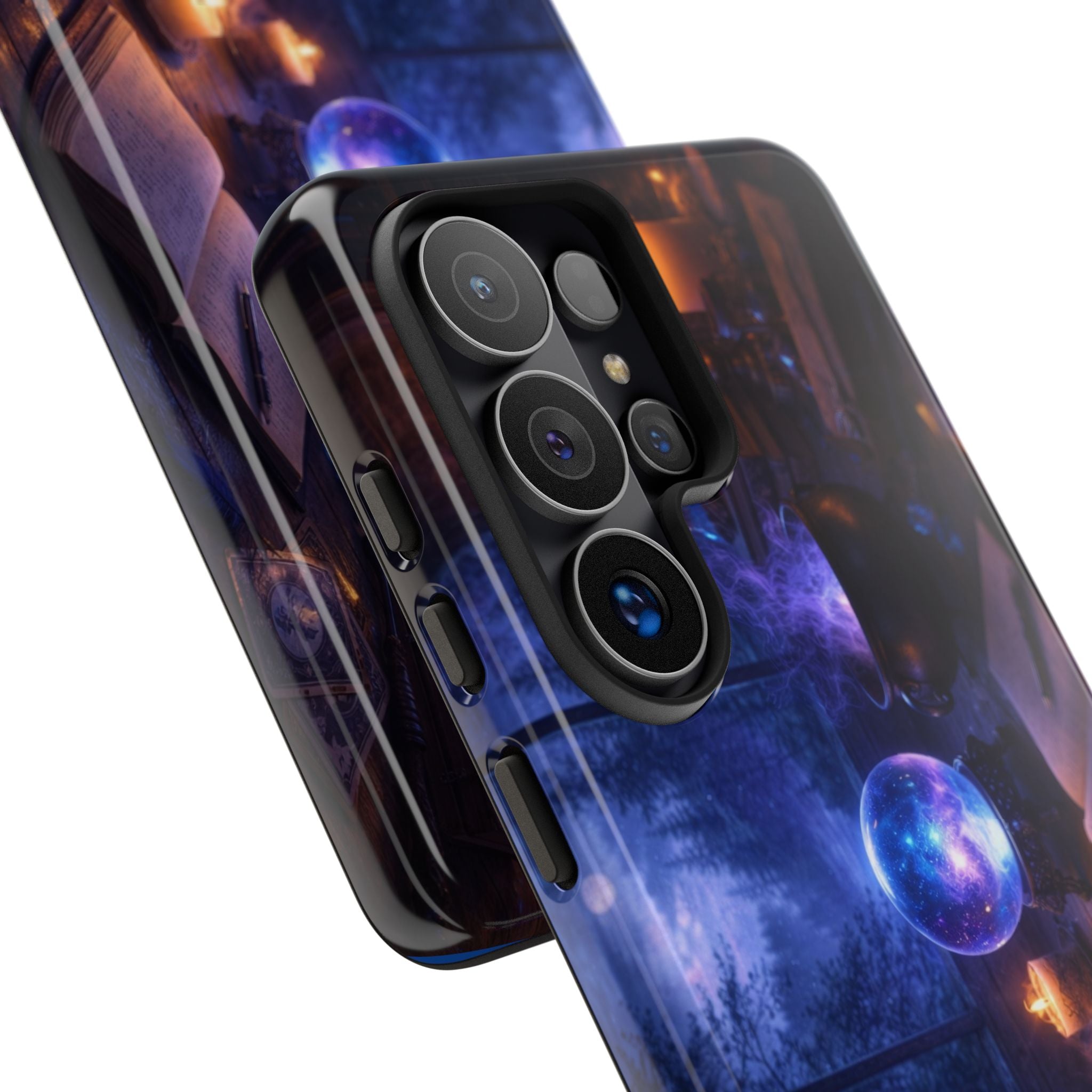 Arcane Alchemist Crystal Ball Phone Case — Midnight Candlelit Study Design