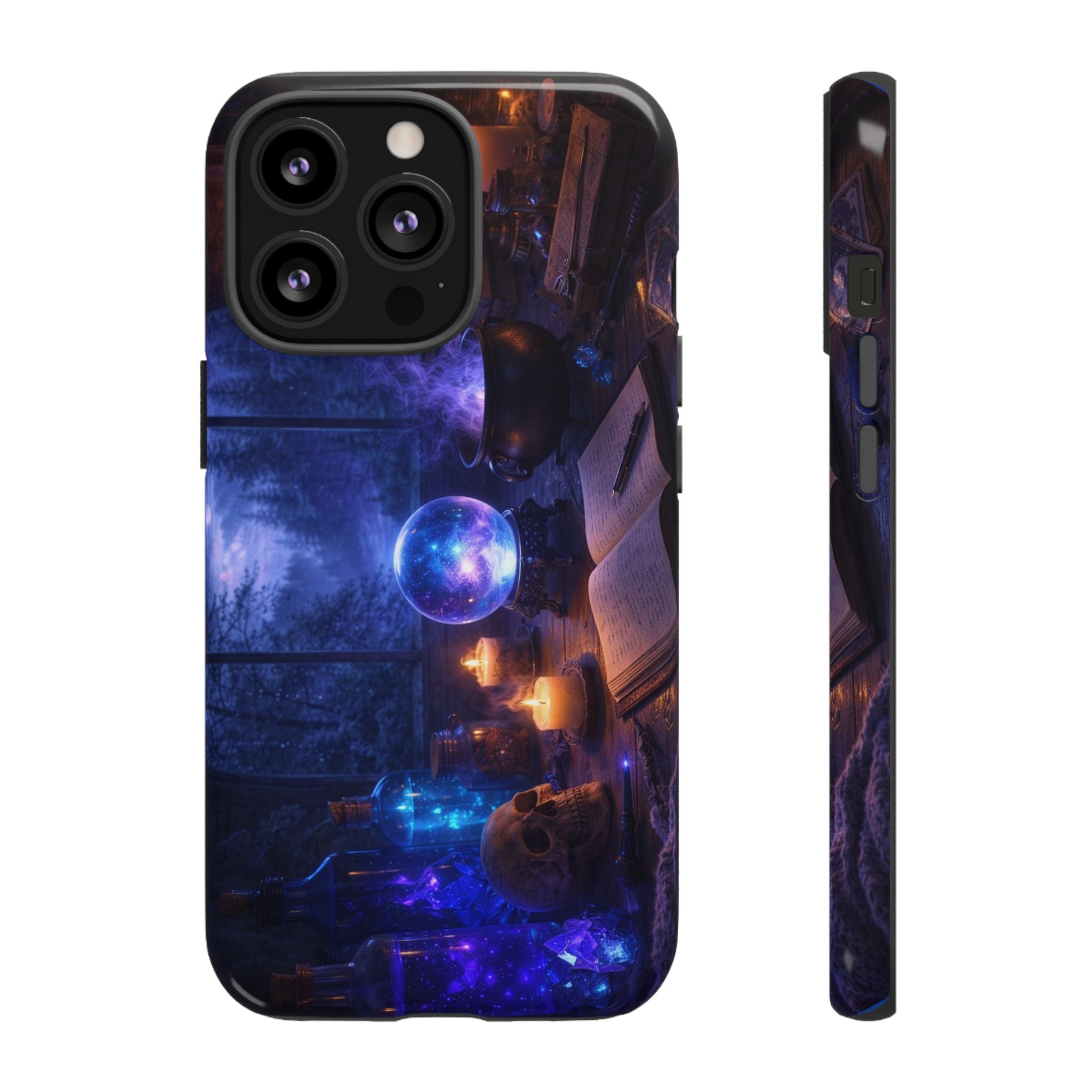 Arcane Alchemist Crystal Ball Phone Case — Midnight Candlelit Study Design