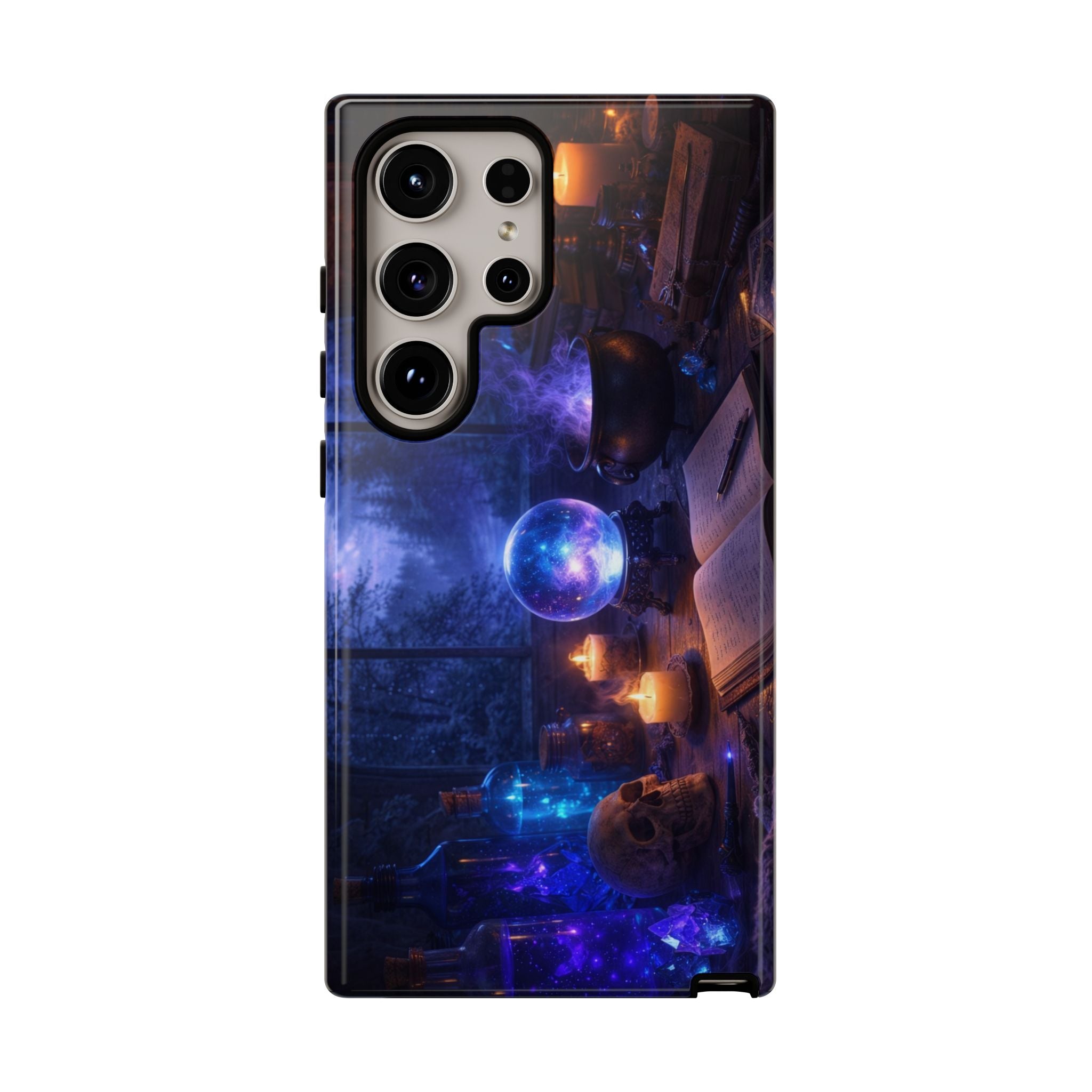 Arcane Alchemist Crystal Ball Phone Case — Midnight Candlelit Study Design