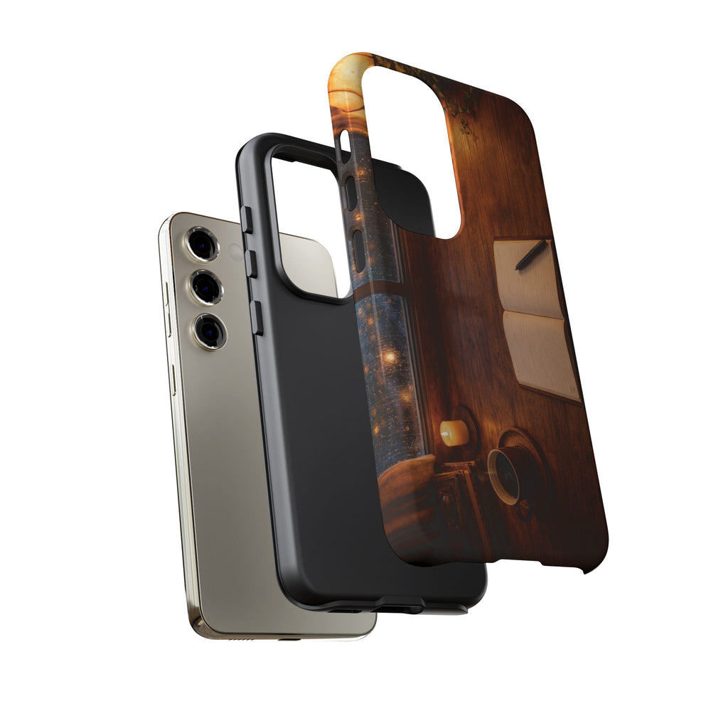 Cozy Writer’s Desk Phone Case — Cozy Notebook & Coffee Woodgrain Design