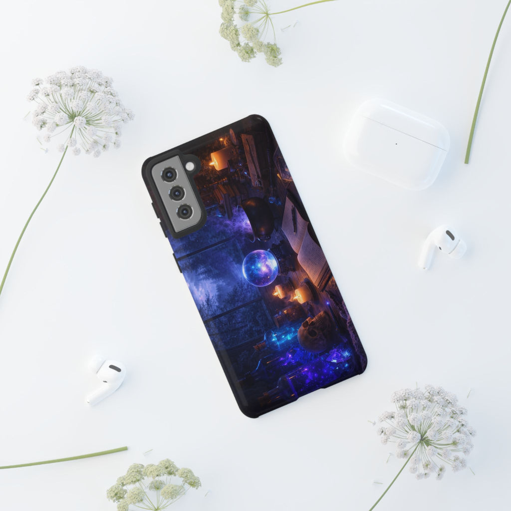Arcane Alchemist Crystal Ball Phone Case — Midnight Candlelit Study Design