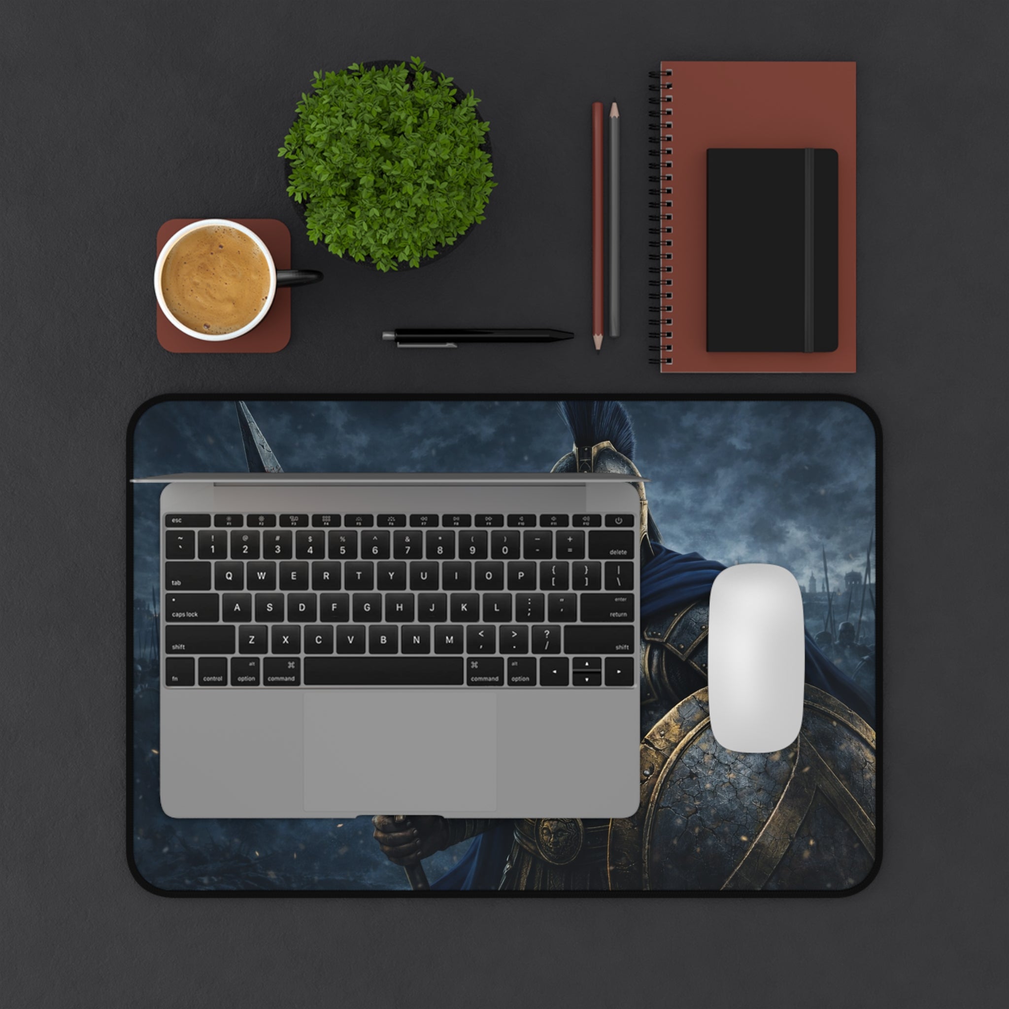 Spartan Warrior Desk Mat — Focused Workstation Mouse Pad