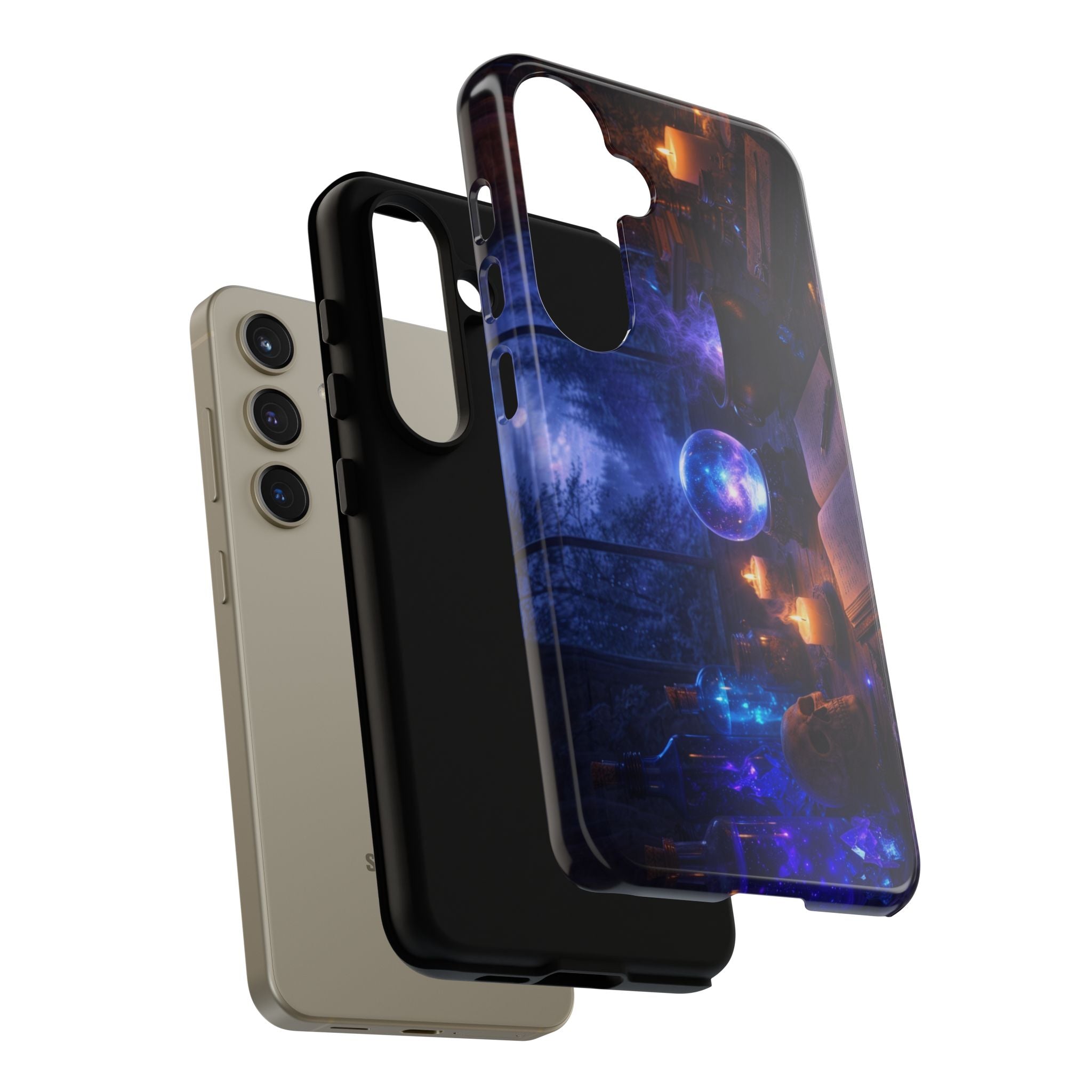 Arcane Alchemist Crystal Ball Phone Case — Midnight Candlelit Study Design