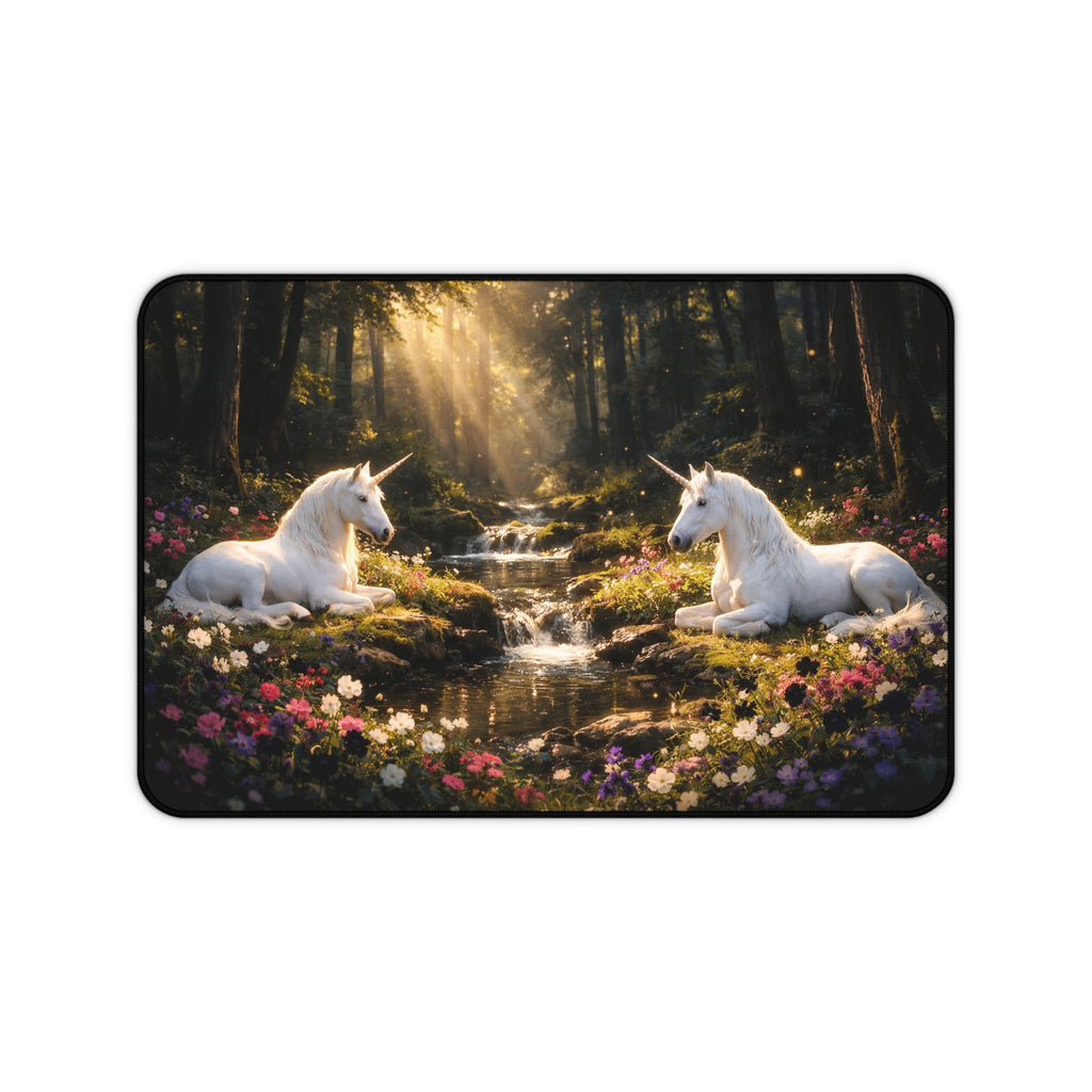 Enchanted Unicorn Forest Desk Mat — Serene Woodland Mouse Pad
