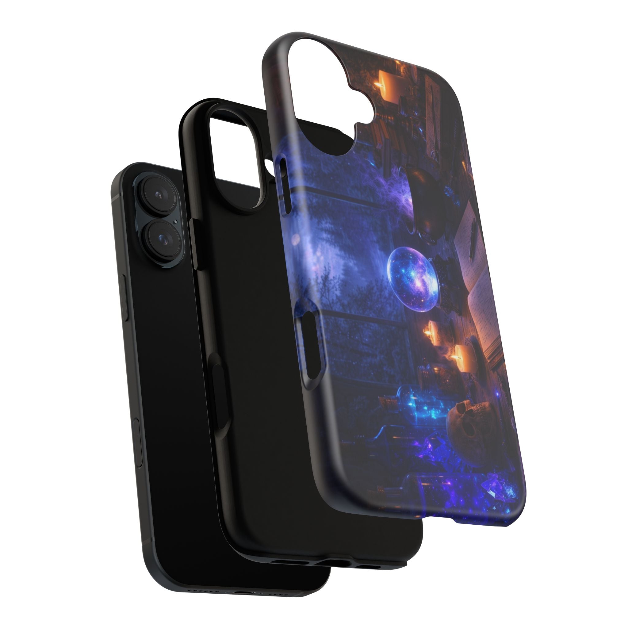 Arcane Alchemist Crystal Ball Phone Case — Midnight Candlelit Study Design