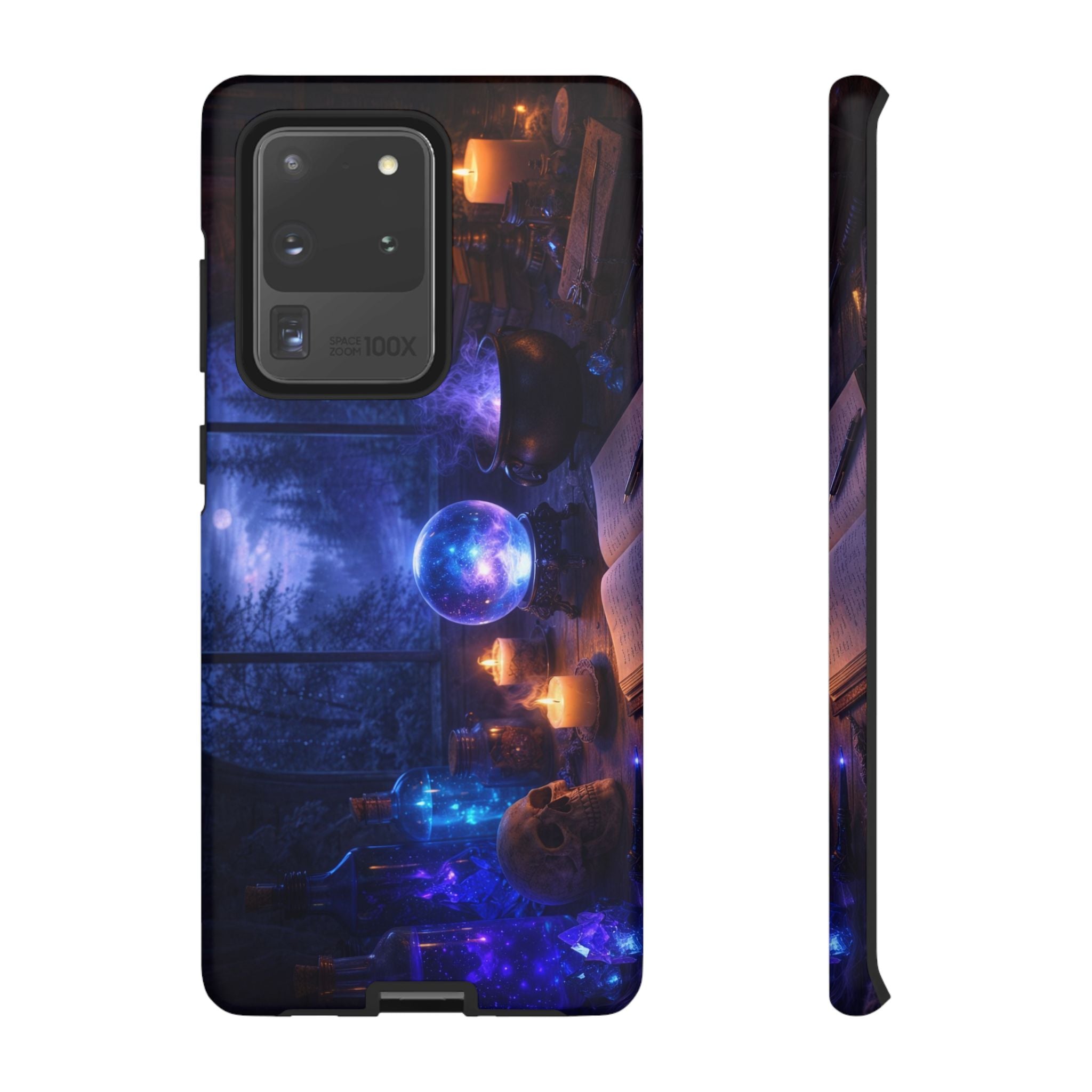 Arcane Alchemist Crystal Ball Phone Case — Midnight Candlelit Study Design