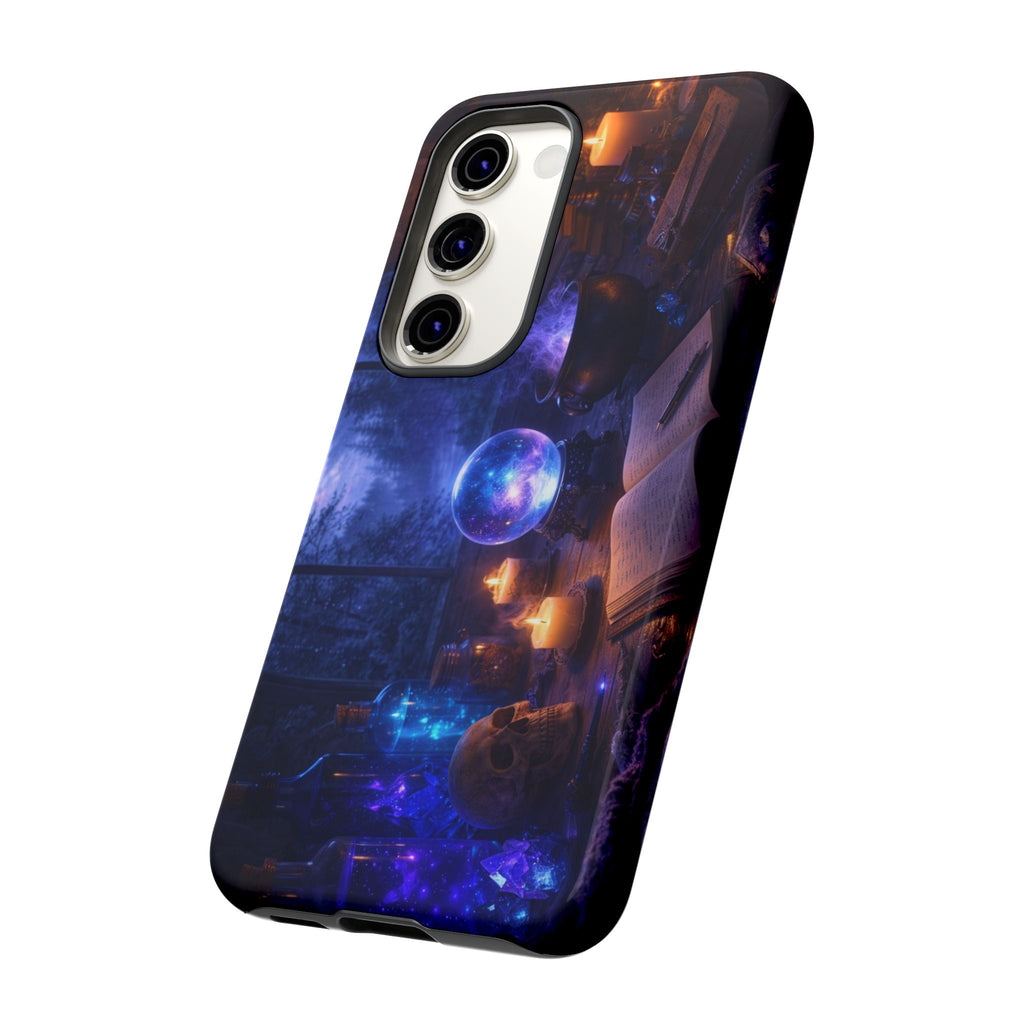 Arcane Alchemist Crystal Ball Phone Case — Midnight Candlelit Study Design
