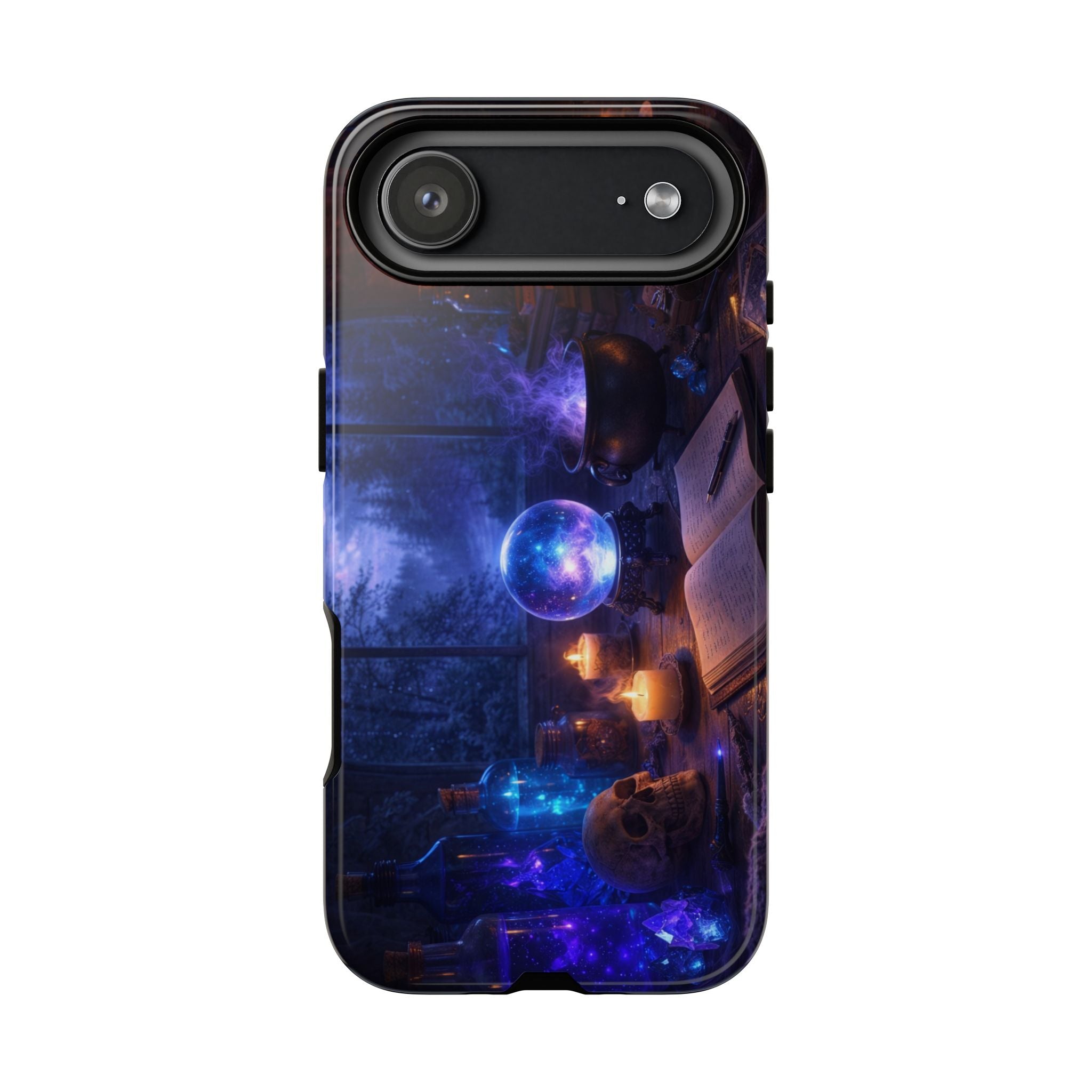 Arcane Alchemist Crystal Ball Phone Case — Midnight Candlelit Study Design