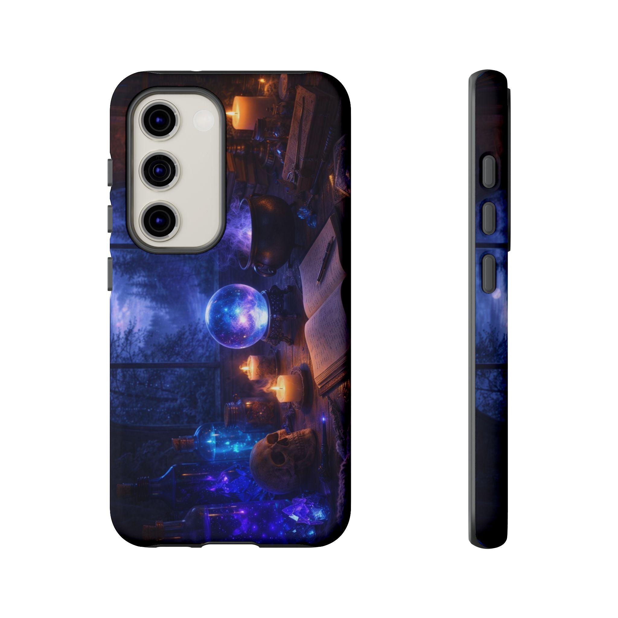 Arcane Alchemist Crystal Ball Phone Case — Midnight Candlelit Study Design