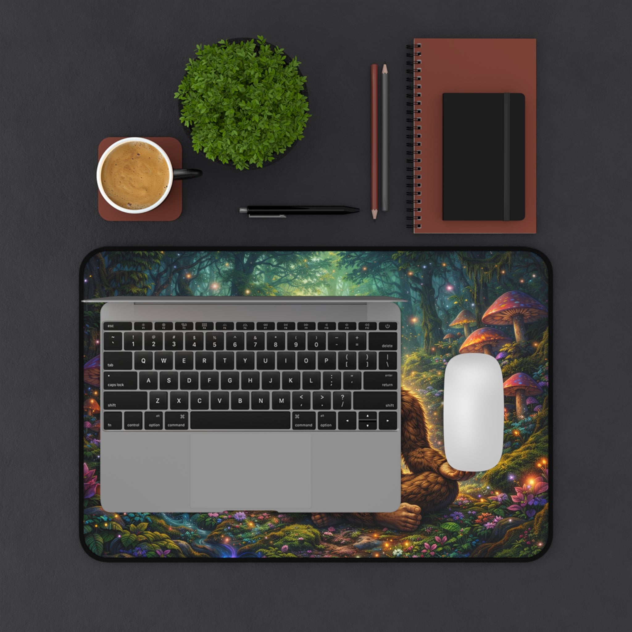 Meditating Bigfoot Desk Mat